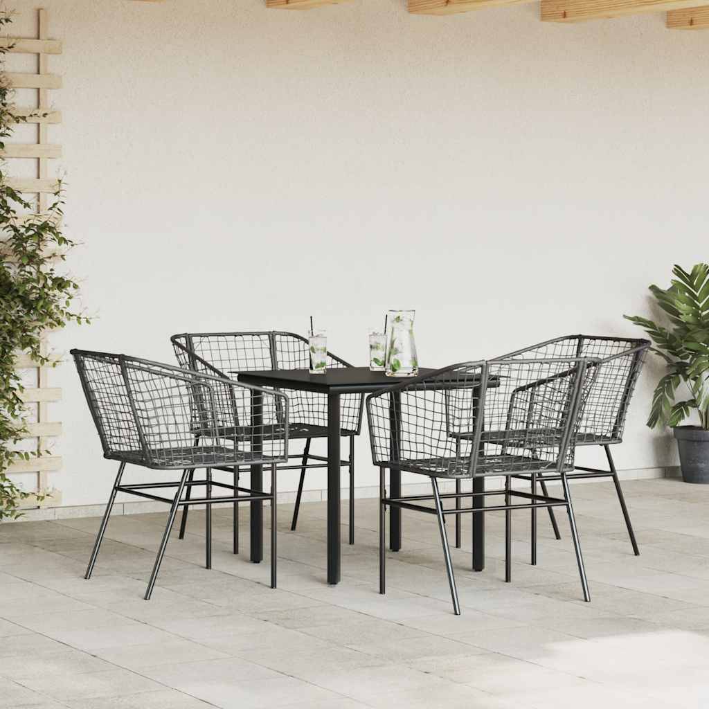 Salon de Jardin 4 Personnes Résine Tressée Noire Table Carrée 80cm pour Repas en Extérieur – ComfortXL Outdoor Living - Image 3