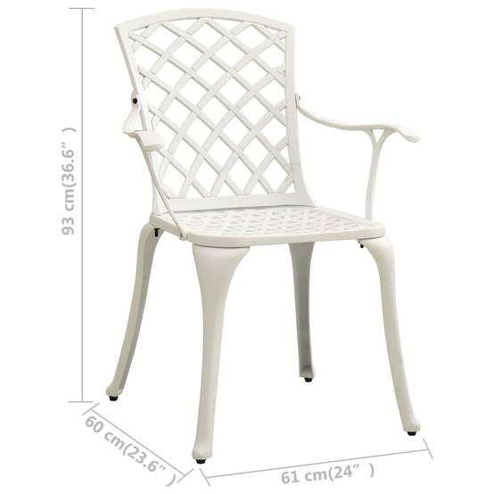Chaises de jardin aluminium coulé blanc 61 x 60 x 93 cm (lot de 2) - PANGIVO - Image 8