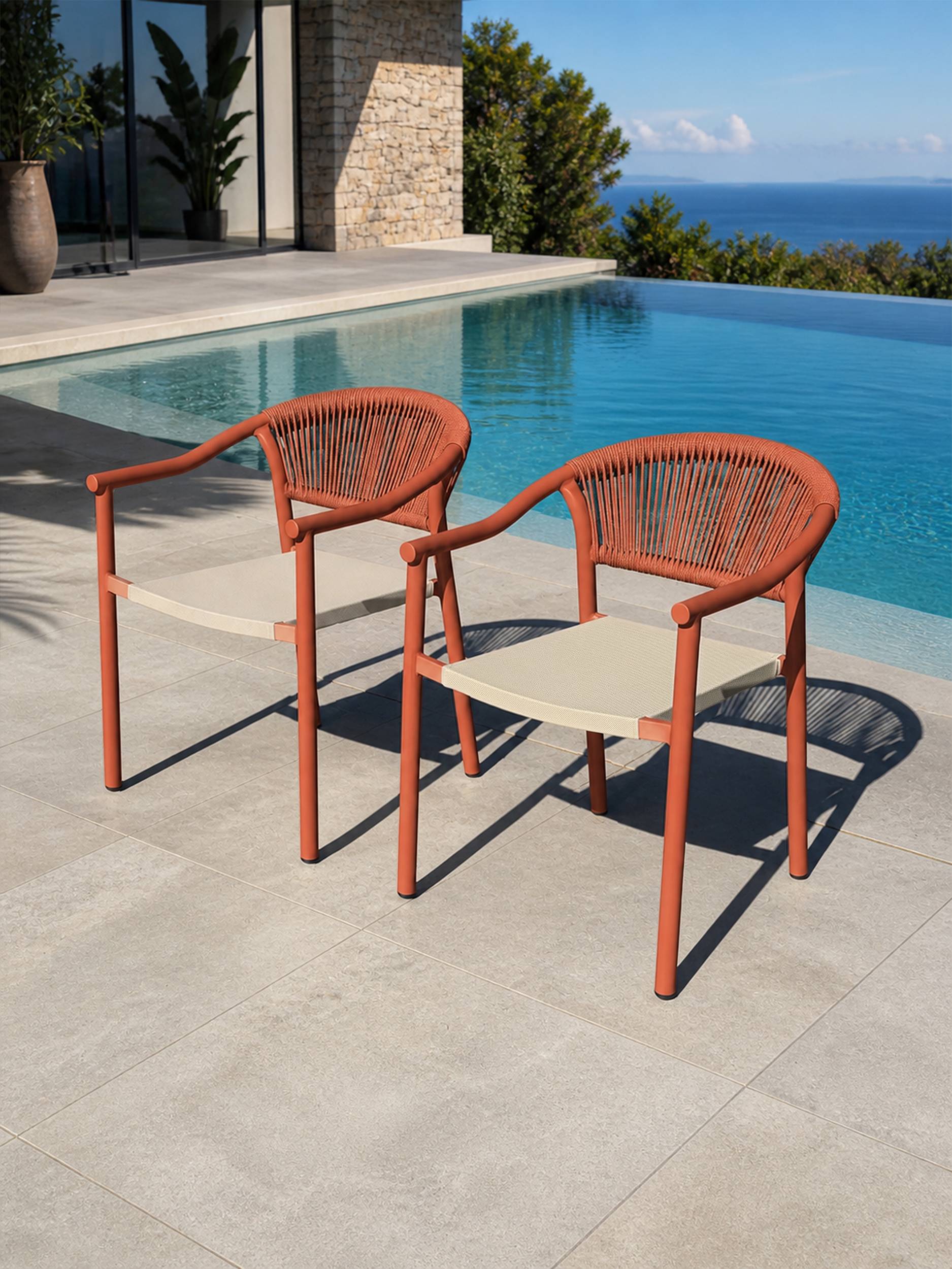 Dcb Garden - Lot de 2 fauteuils de jardin - - Terracotta - SUMBA