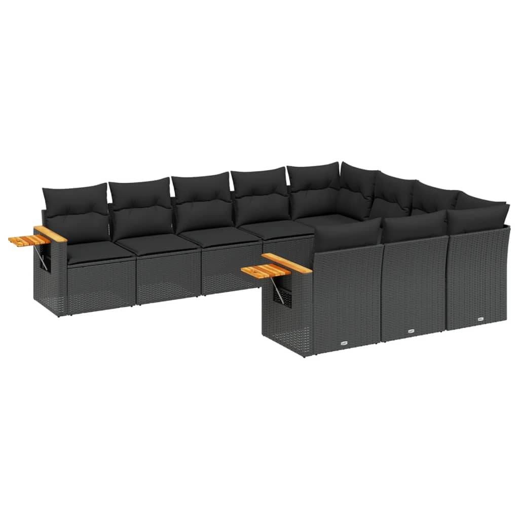 Salon de jardin en poly rotin 10 places modulable avec tablettes intégrées pour extérieur Noir – ComfortXL Outdoor Living - Image 2
