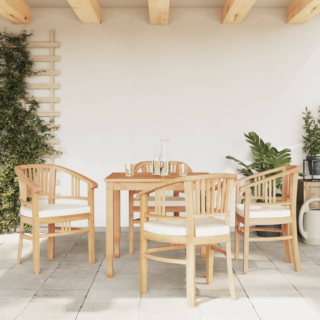 Vidaxl - Ensemble à manger 5 pièces extérieur - vidaXL - Bois - Crème - Imagen 3