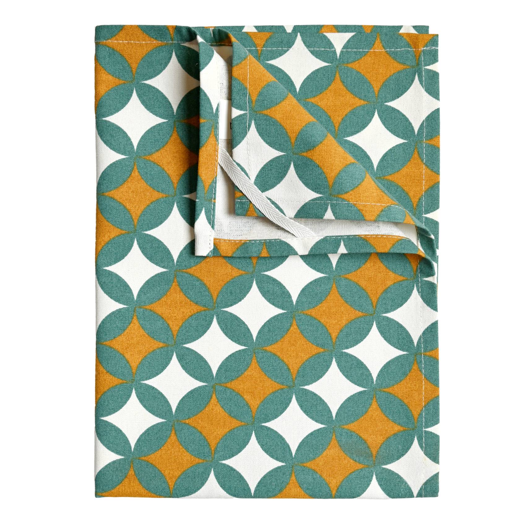 Home Maison - Torchons de cuisine motifs graphiques en coton - HOME MAISON - Coton - Vert - Image 1