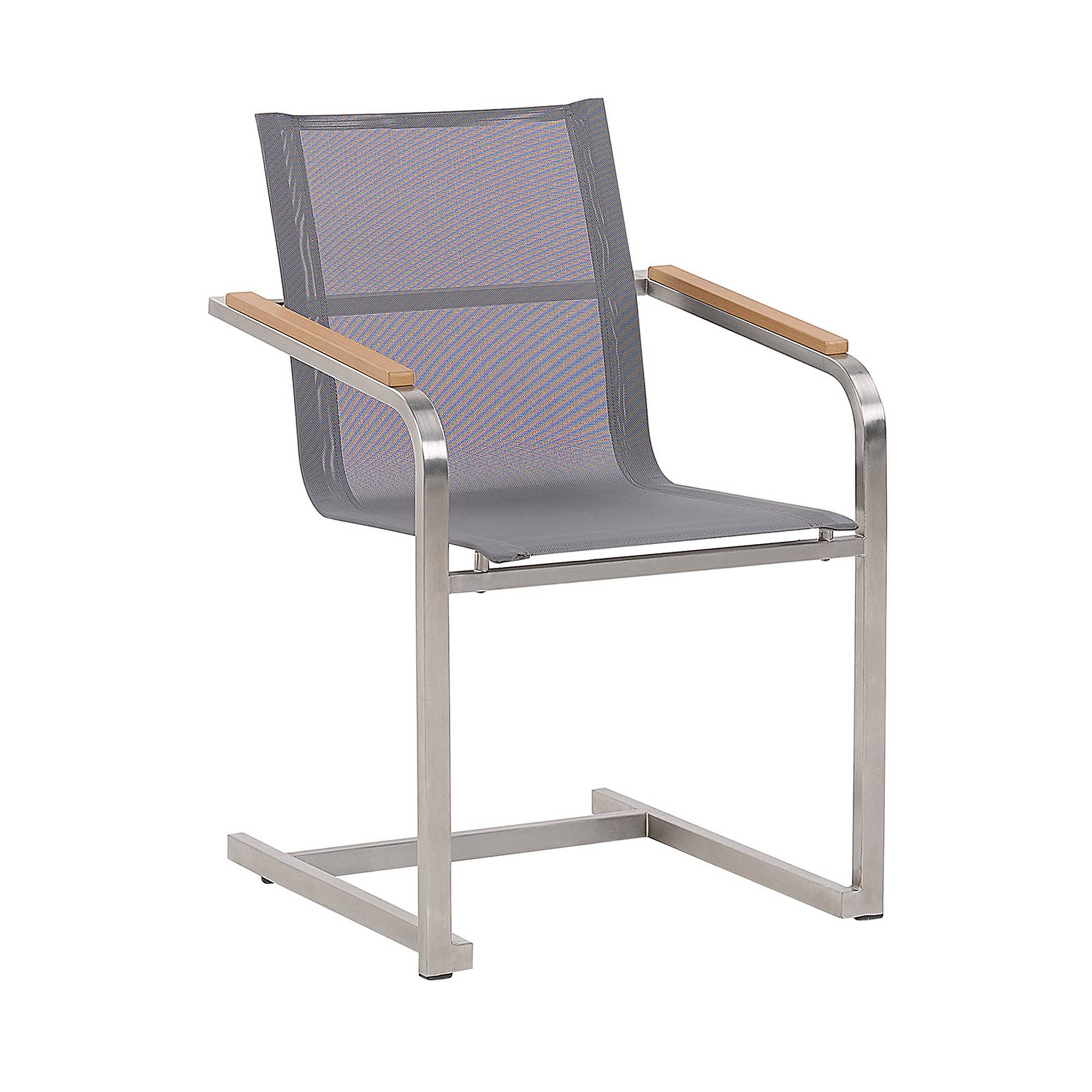 Beliani - Lot de 4 Chaises de Jardin en Acier Inox et Textile Gris Design Moderne Très Tendance pour Terrasse ou Balcon Beliani - Imagen 4