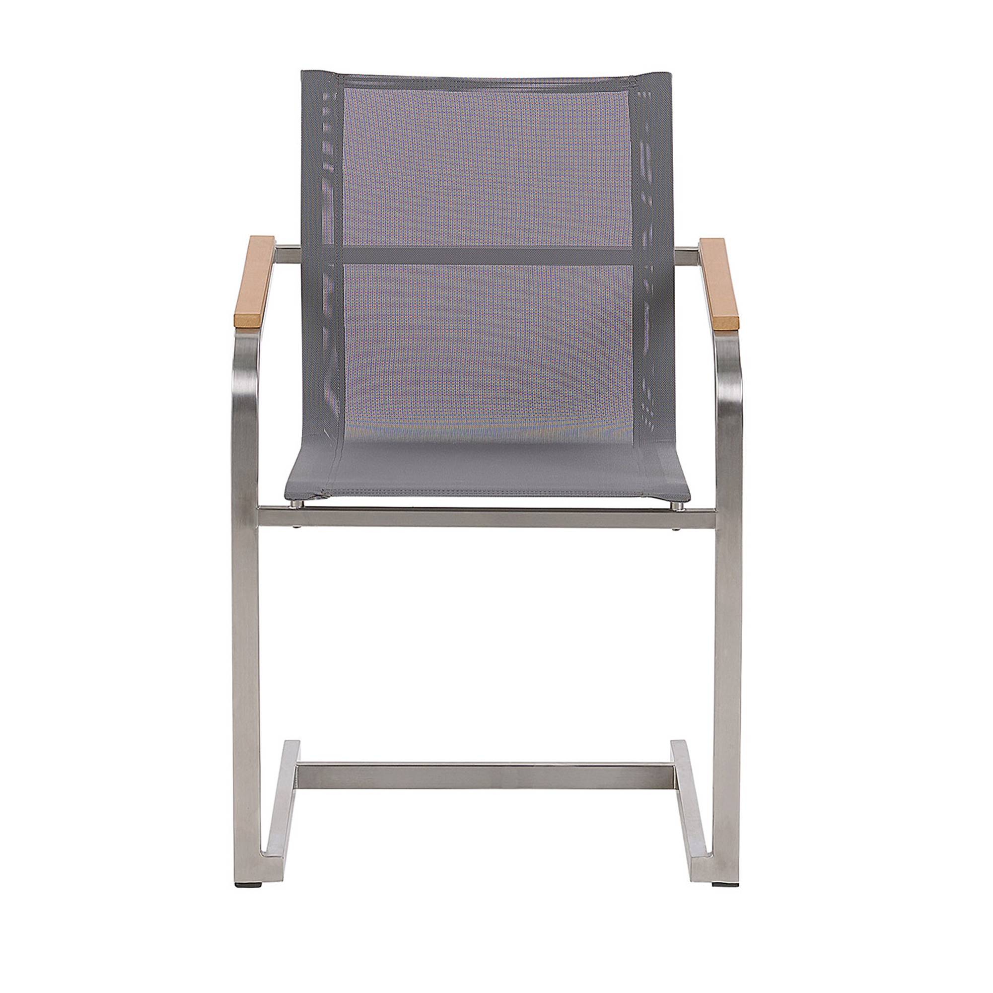 Beliani - Lot de 4 Chaises de Jardin en Acier Inox et Textile Gris Design Moderne Très Tendance pour Terrasse ou Balcon Beliani - Imagen 5