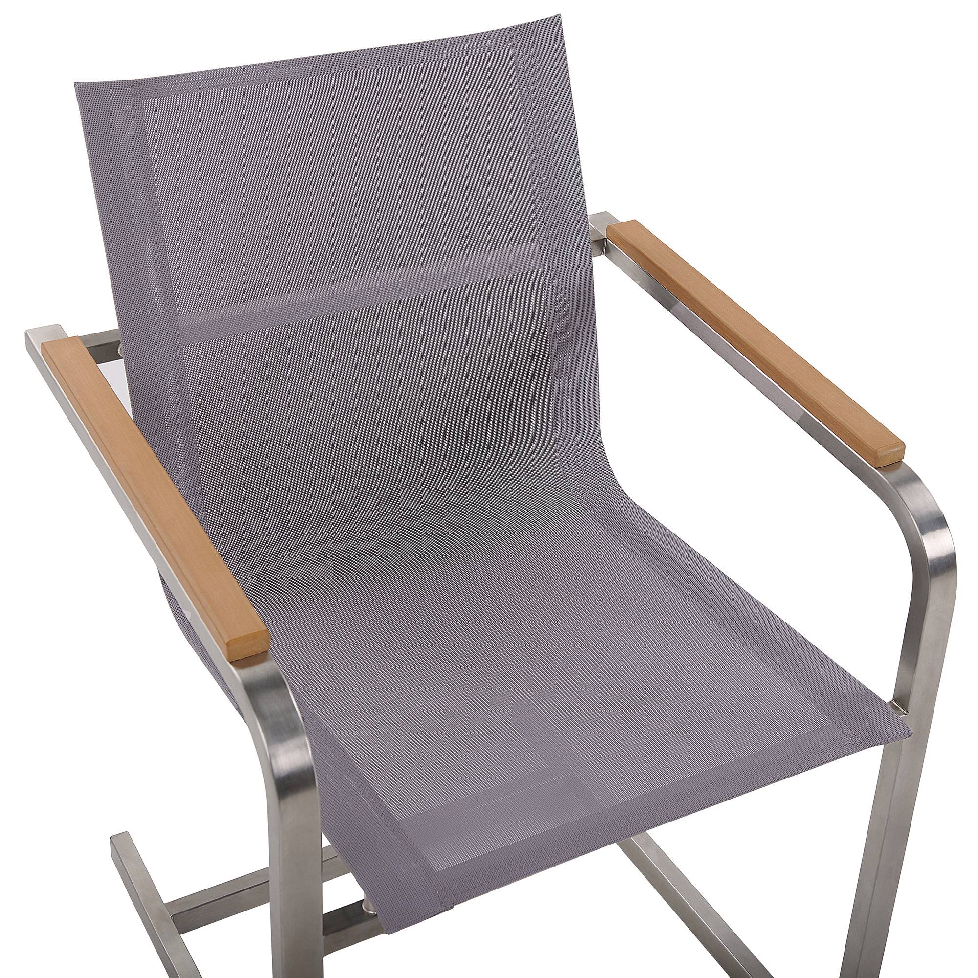 Beliani - Lot de 4 Chaises de Jardin en Acier Inox et Textile Gris Design Moderne Très Tendance pour Terrasse ou Balcon Beliani - Imagen 7