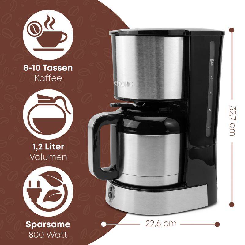 Cafetière superautomatique Clatronic KA 3805 Noir Acier 800 W - Image 6