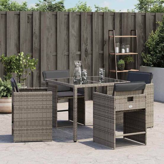 Chaises de jardin résine tressée grises avec coussins 50,5 x 54 x 79 cm, Poids :26.95kg - PANGIVO - Image 3