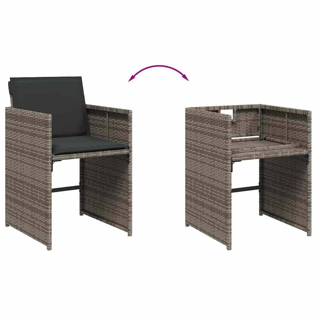 Chaises de jardin résine tressée grises avec coussins 50,5 x 54 x 79 cm, Poids :26.95kg - PANGIVO - Image 8