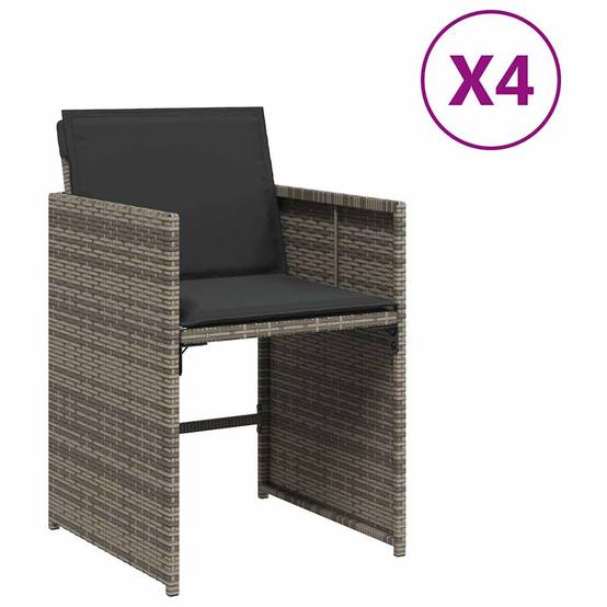 Chaises de jardin résine tressée grises avec coussins 50,5 x 54 x 79 cm, Poids :26.95kg - PANGIVO - Image 2