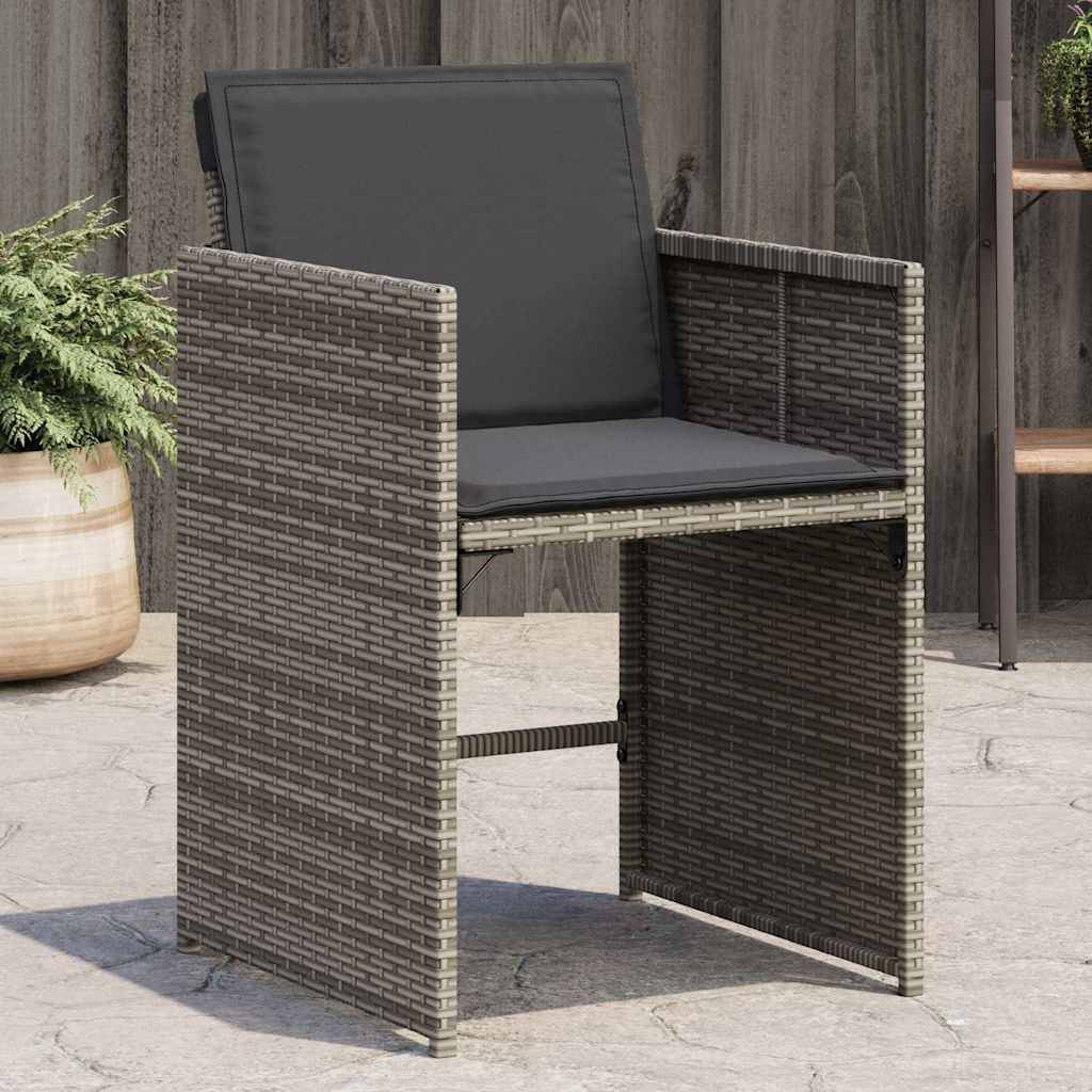 Chaises de jardin résine tressée grises avec coussins 50,5 x 54 x 79 cm, Poids :26.95kg - PANGIVO - Image 1