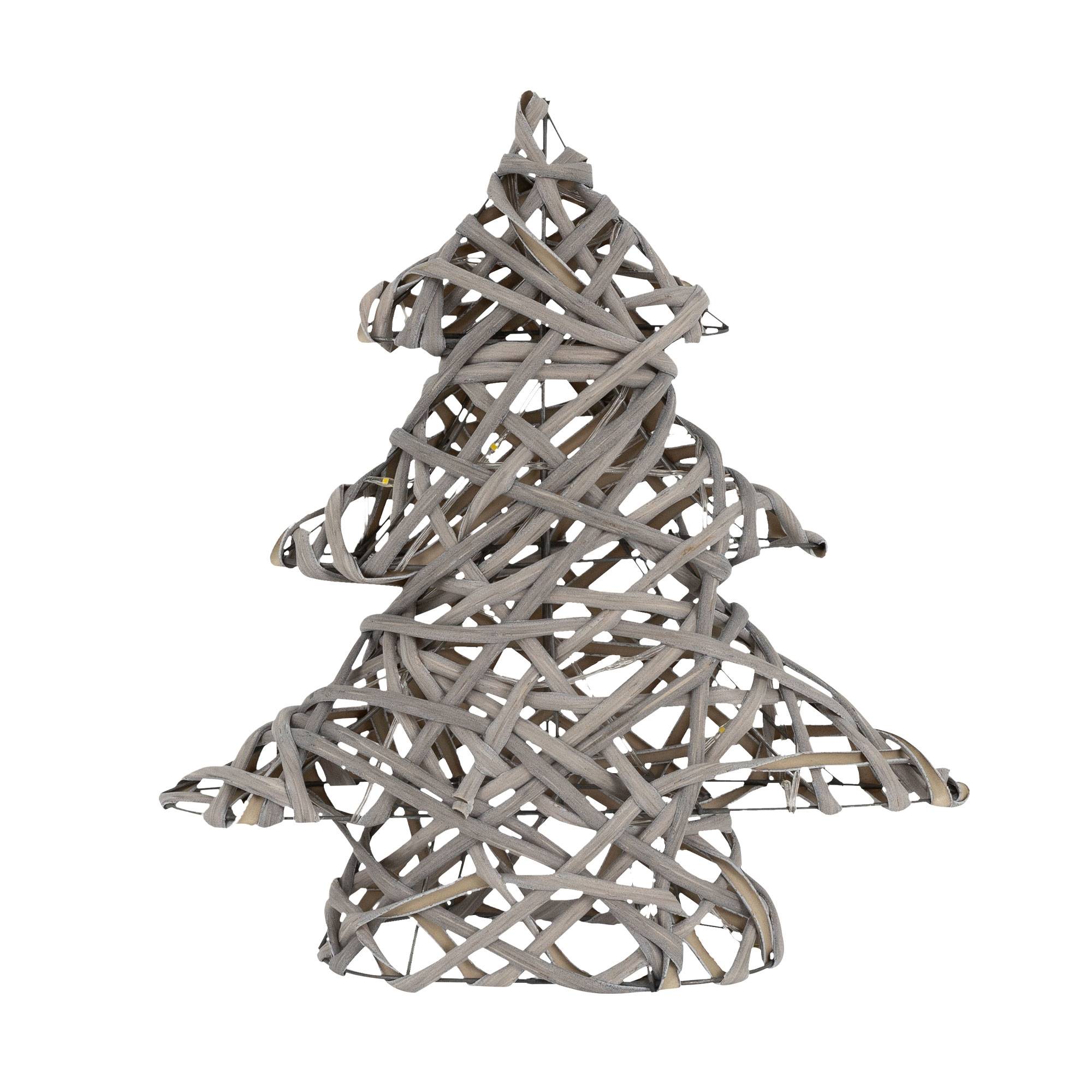 Ecd-Germany - Sapin de Noël décoratif à LED en rotin décoration d'hiver métalique 28 x 30 cm - Imagen 2