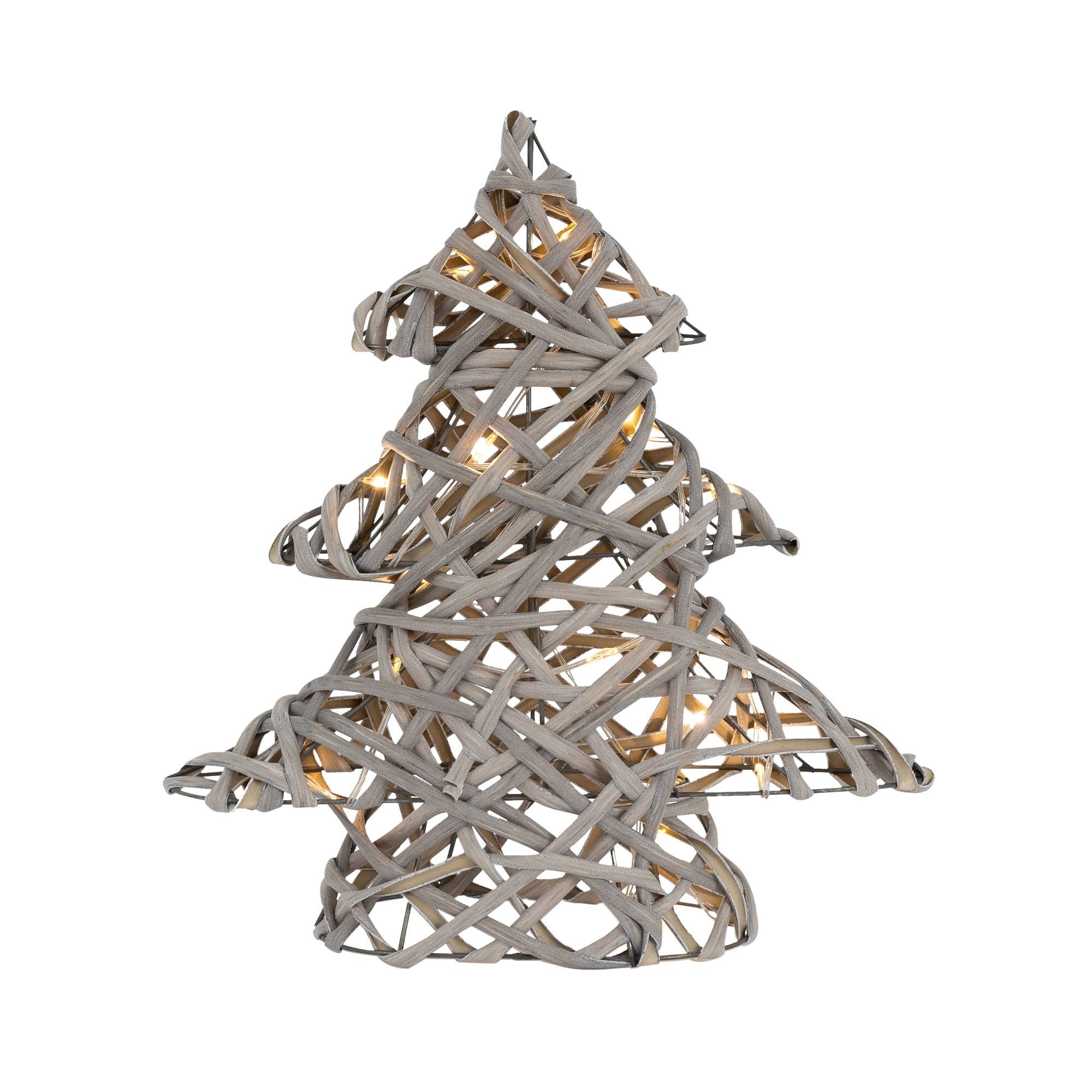 Ecd-Germany - Sapin de Noël décoratif à LED en rotin décoration d'hiver métalique 28 x 30 cm - Imagen 1