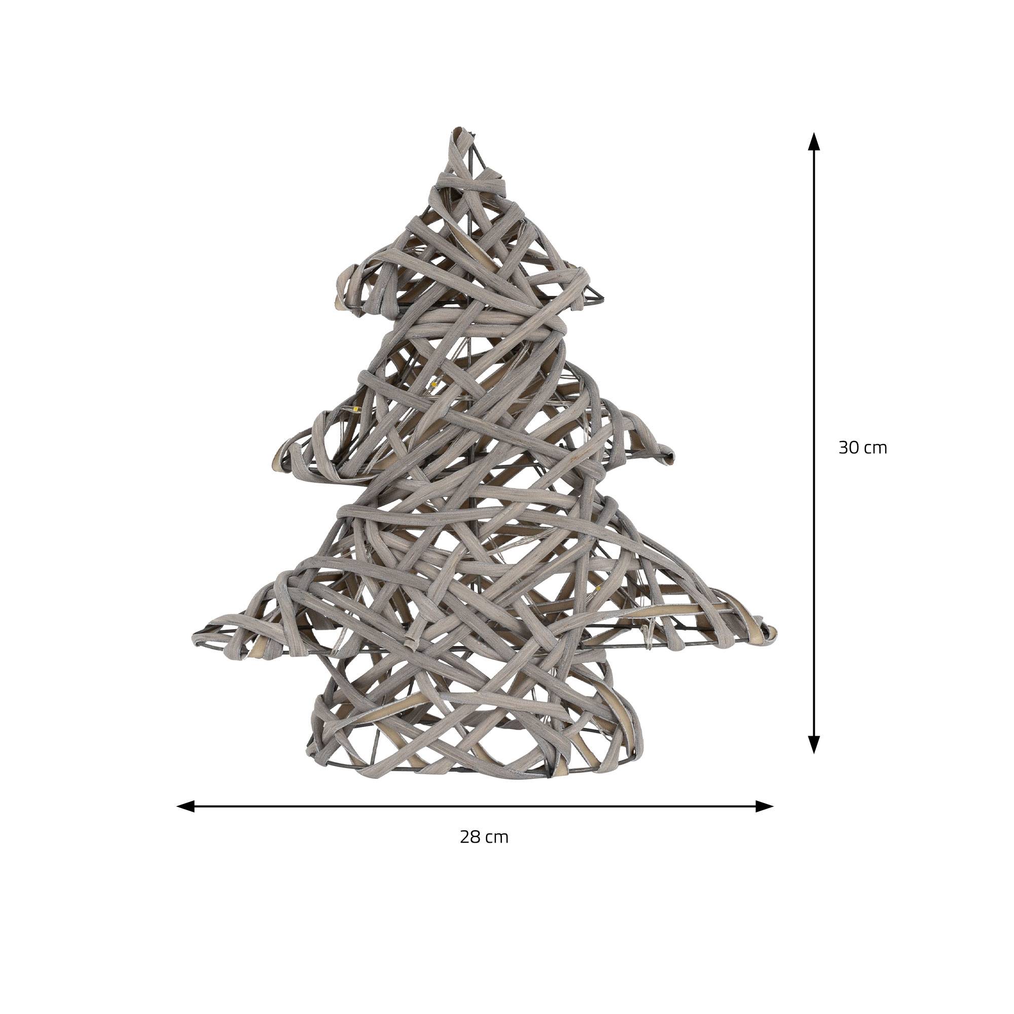 Ecd-Germany - Sapin de Noël décoratif à LED en rotin décoration d'hiver métalique 28 x 30 cm - Imagen 6
