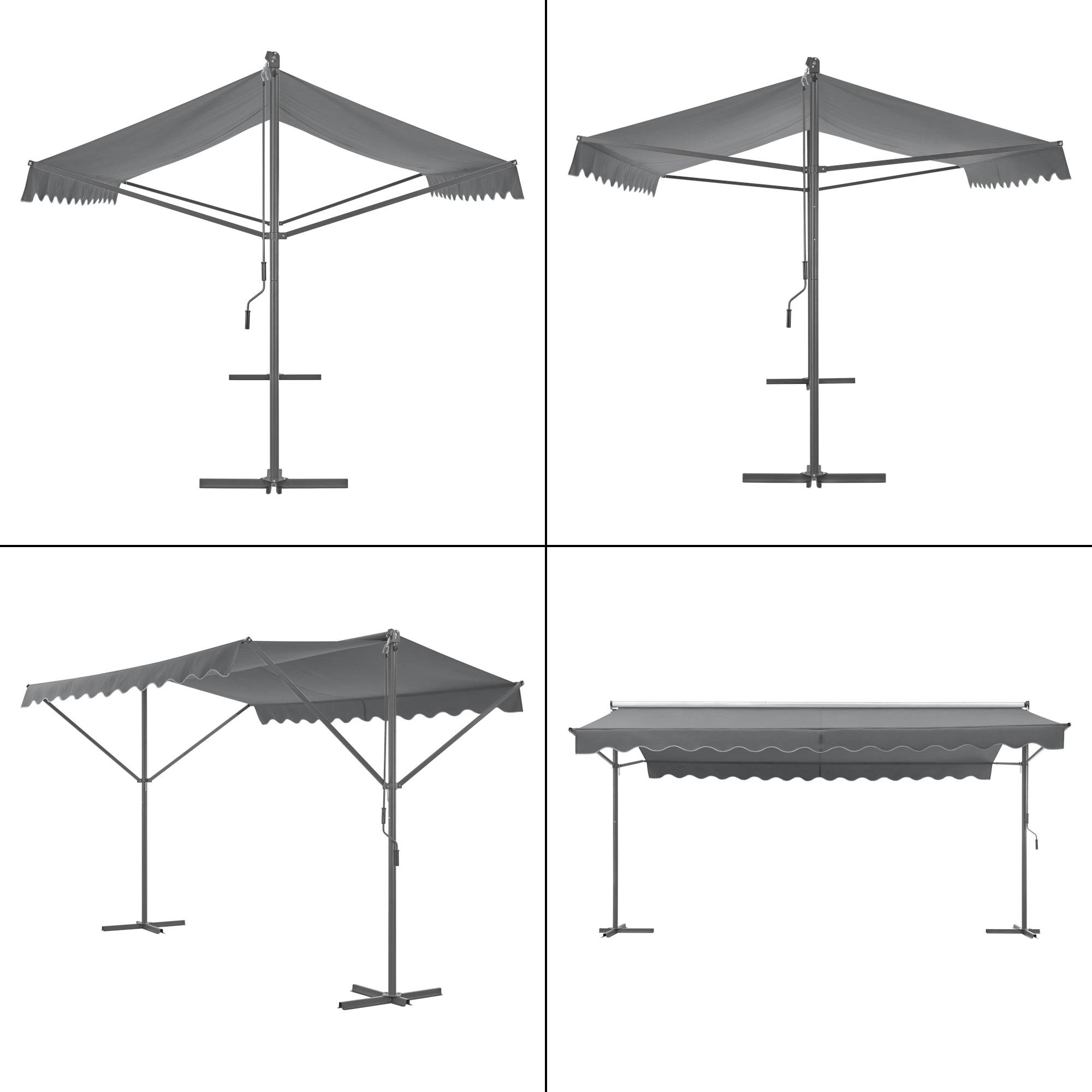 Helloshop26 - Store banne autoportant à double pente 500 x 300 x 260 cm gris foncé - Imagen 4