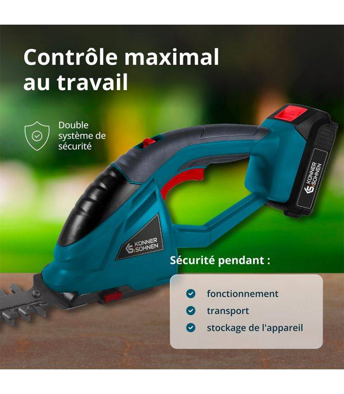 Taille-haie et cisaille à gazon sans fil 2 en 1 Könner & Söhnen KS SHT-20V - Image 3
