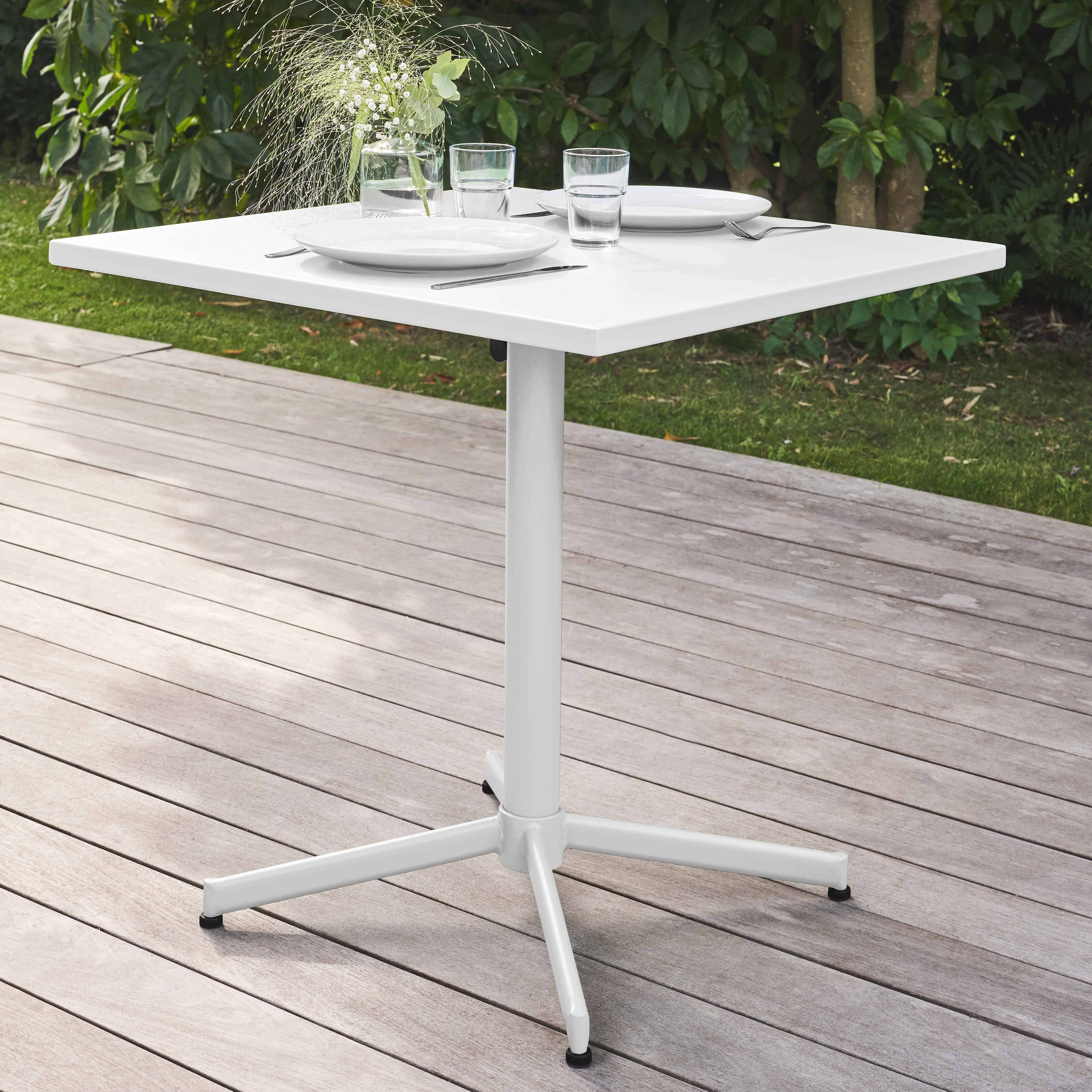 Oviala - Table de terrasse bistro inclinable en acier blanc Palavas - Oviala - Imagen 2