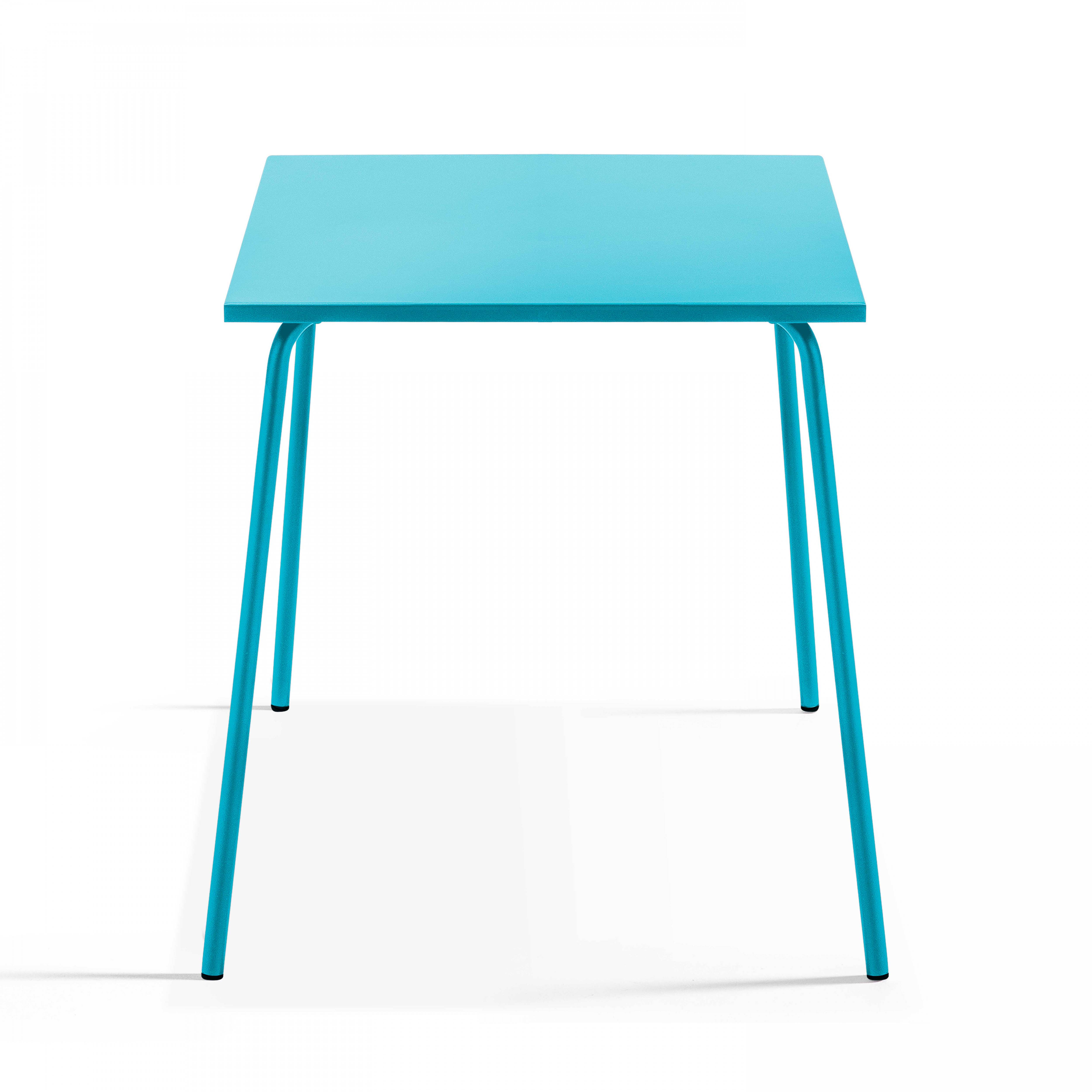 Oviala - Ensemble table de jardin carrée et 4 fauteuils acier bleu Palavas - Oviala - Image 3