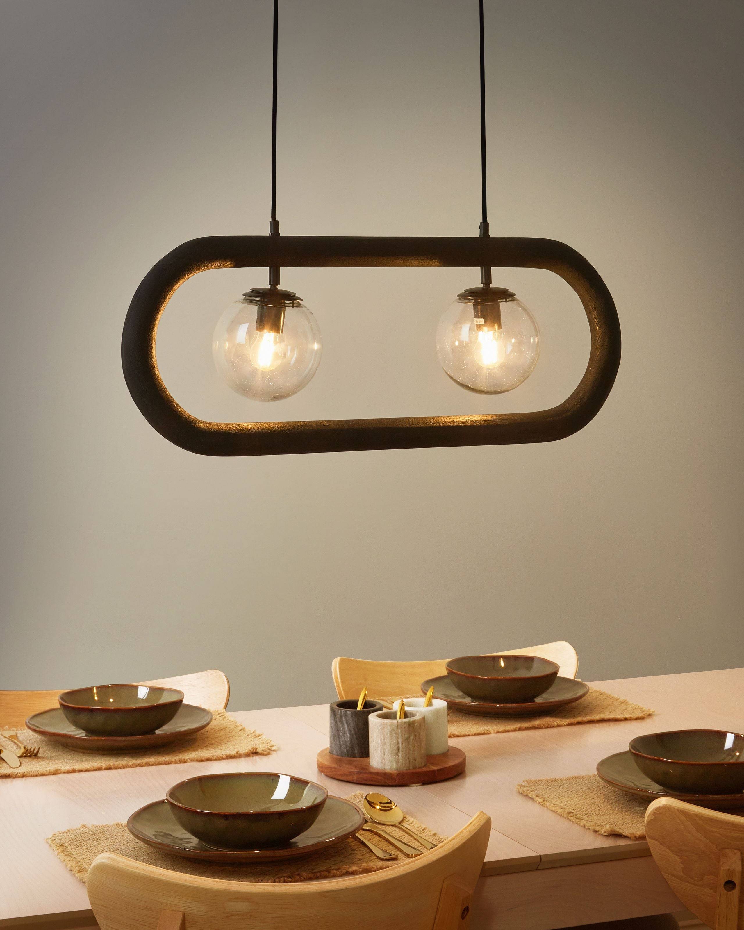 Beliani - Lampe suspension Manguier Noir AYENSU - 74x15x153- Beliani - Image 1