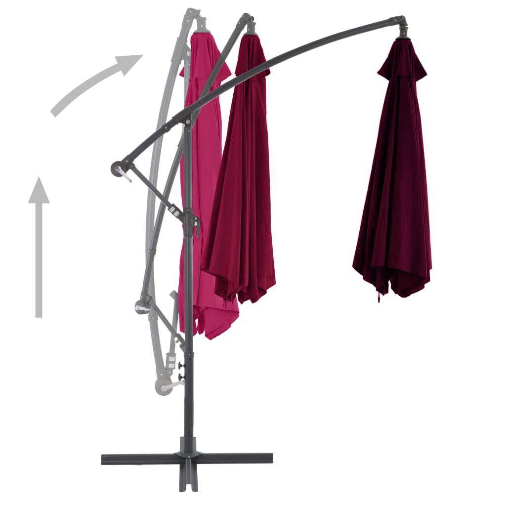 Helloshop26 - Parasol déporté avec mât en aluminium 300 cm bordeaux - Imagen 4