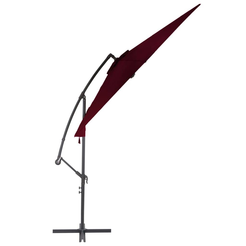Helloshop26 - Parasol déporté avec mât en aluminium 300 cm bordeaux - Imagen 3