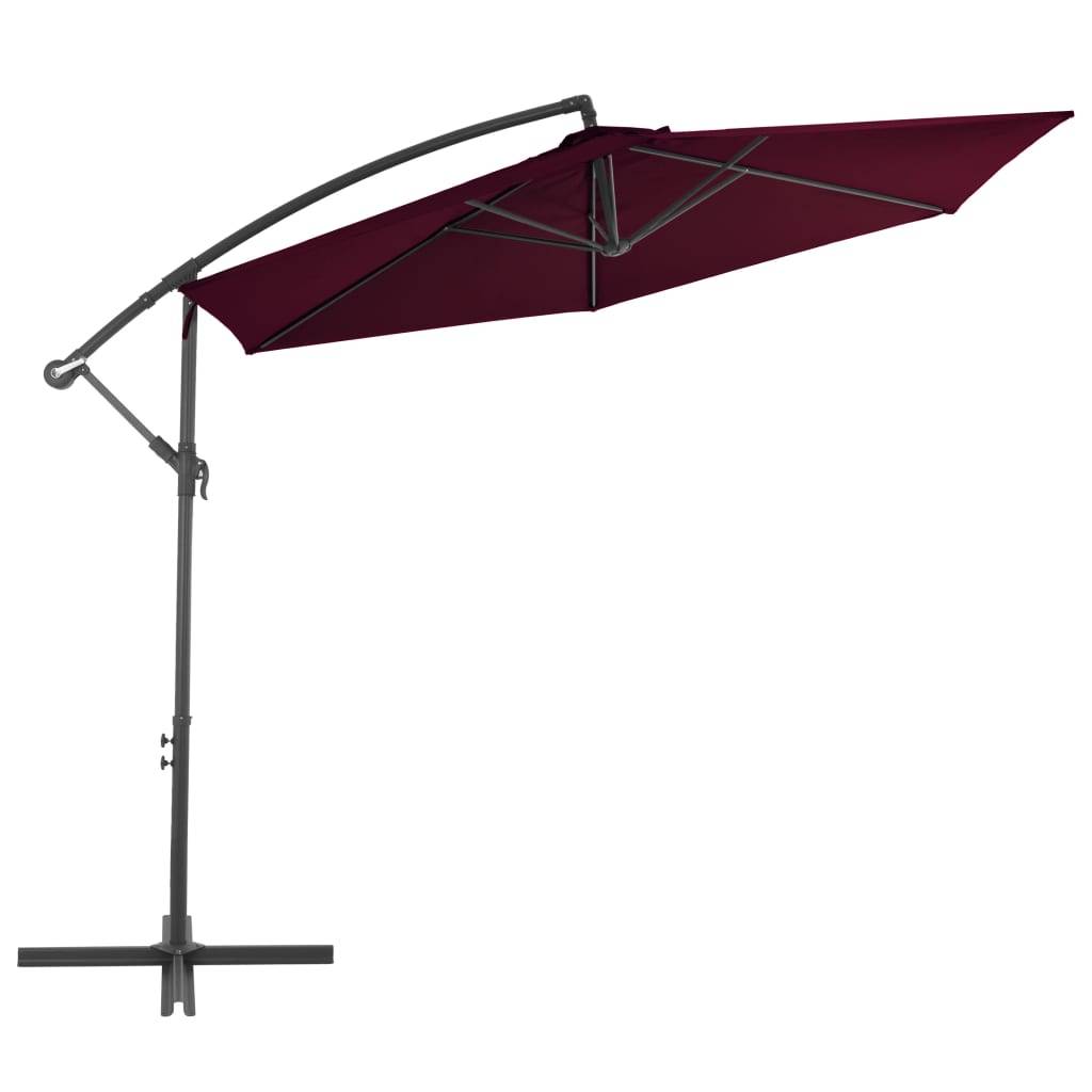 Helloshop26 - Parasol déporté avec mât en aluminium 300 cm bordeaux - Imagen 2
