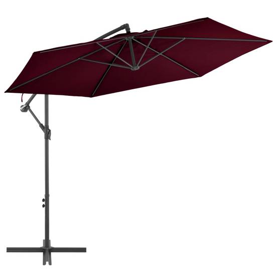 Helloshop26 - Parasol déporté avec mât en aluminium 300 cm bordeaux - Imagen 1