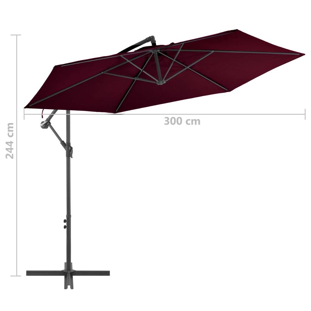 Helloshop26 - Parasol déporté avec mât en aluminium 300 cm bordeaux - Imagen 7