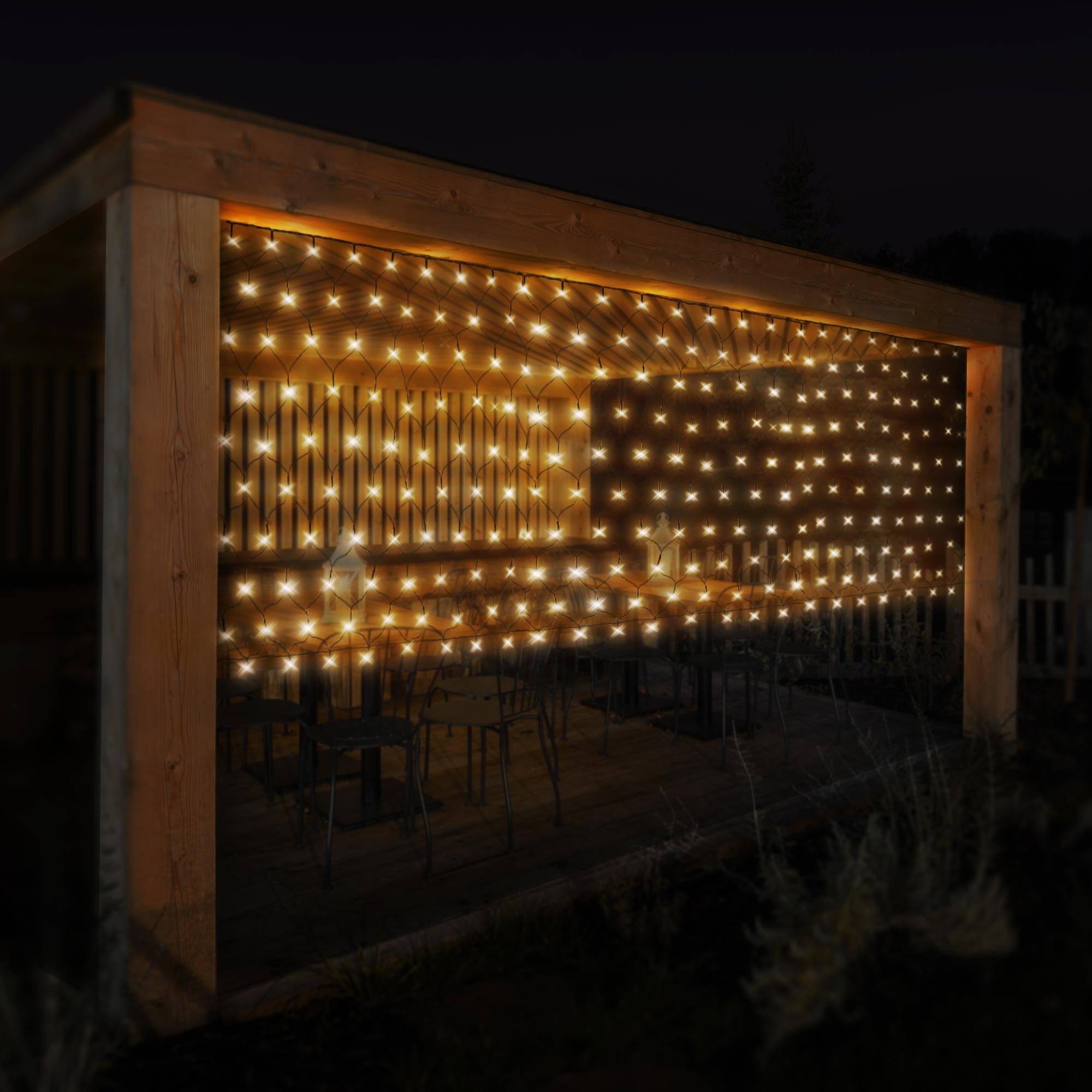 Ecd-Germany - Rideau pendant lumineux de Noël 160 LED blanc chaud IP44 3 m intérieur/extérieur - Imagen 2