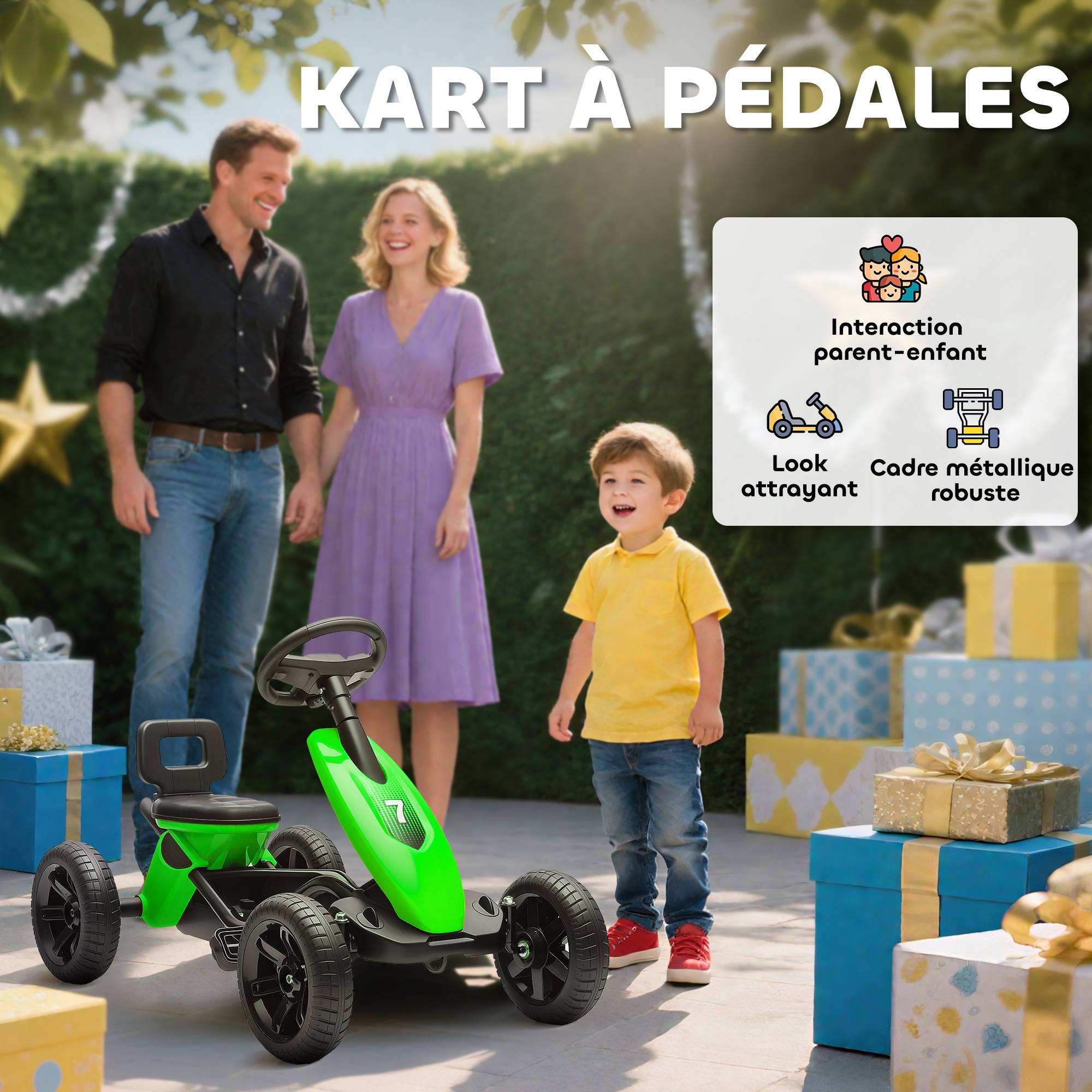 Kart à Pédales BERG Super Yellow – XL-Frame, Siège Réglable 6 Positions, Système BFR (frein, Roue Libre, Marche Arrière) – Dès 5 Ans