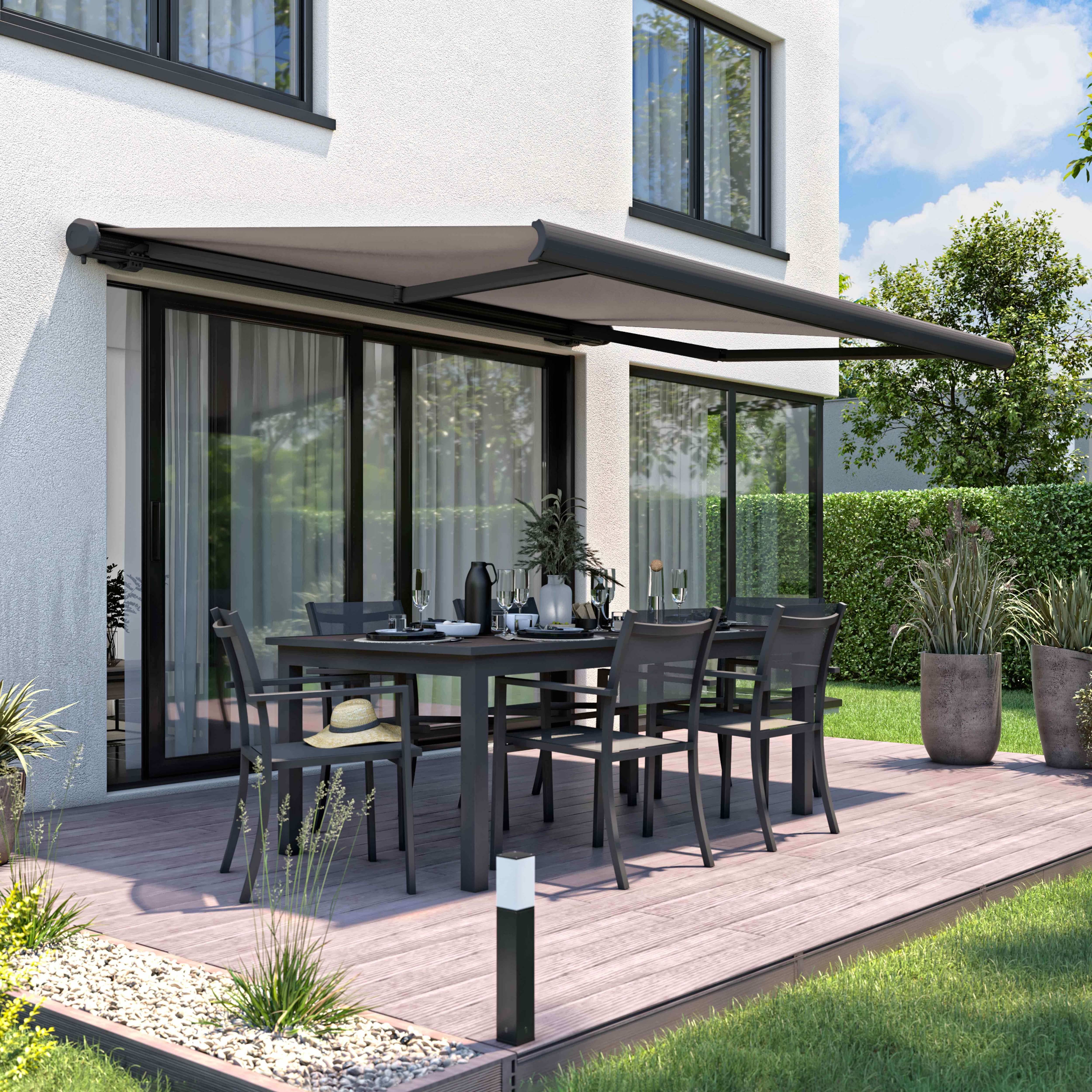Oviala - Store banne coffre integral 2.95x2.5m aluminium taupe Caleta - Oviala - Imagen 2