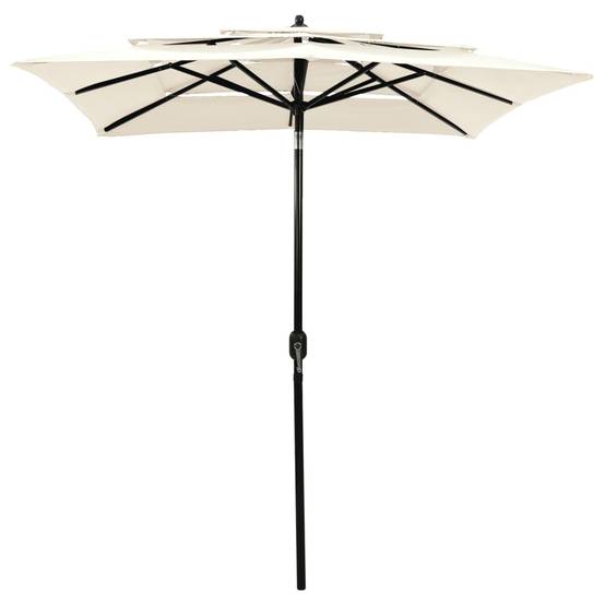 Helloshop26 - Parasol à 3 niveaux avec mât en aluminium 2 x 2 m sable - Image 2