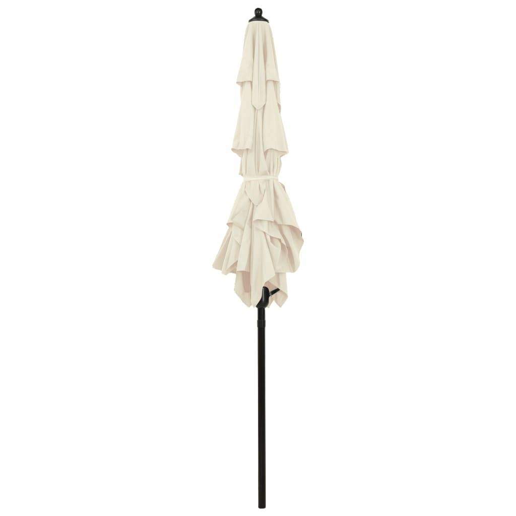 Helloshop26 - Parasol à 3 niveaux avec mât en aluminium 2 x 2 m sable - Image 4