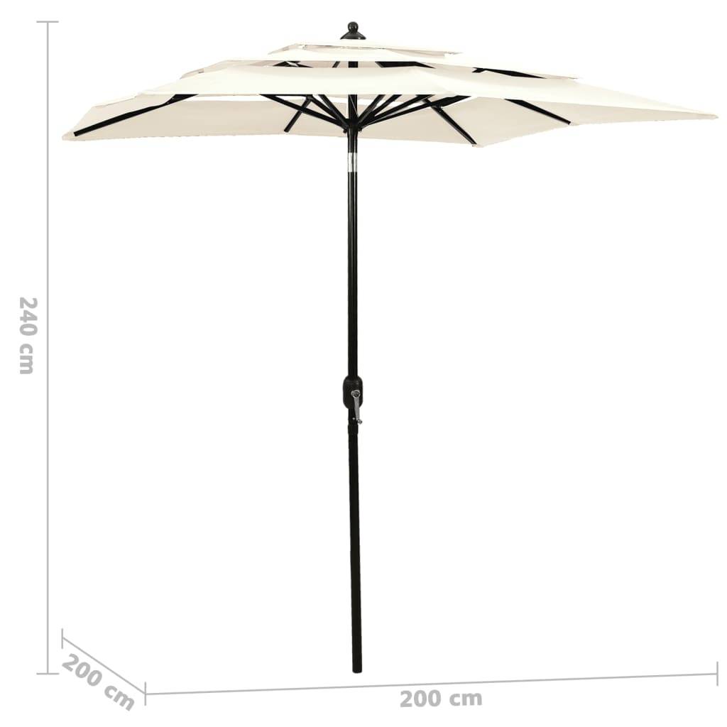 Helloshop26 - Parasol à 3 niveaux avec mât en aluminium 2 x 2 m sable - Image 6