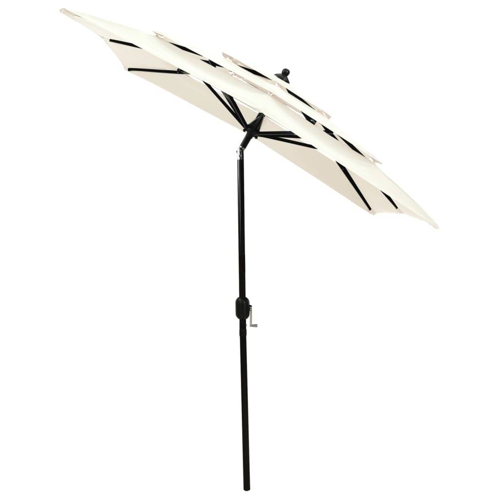 Helloshop26 - Parasol à 3 niveaux avec mât en aluminium 2 x 2 m sable - Image 3