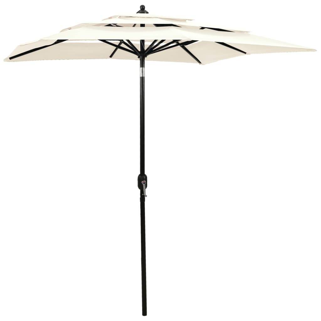 Helloshop26 - Parasol à 3 niveaux avec mât en aluminium 2 x 2 m sable - Image 1
