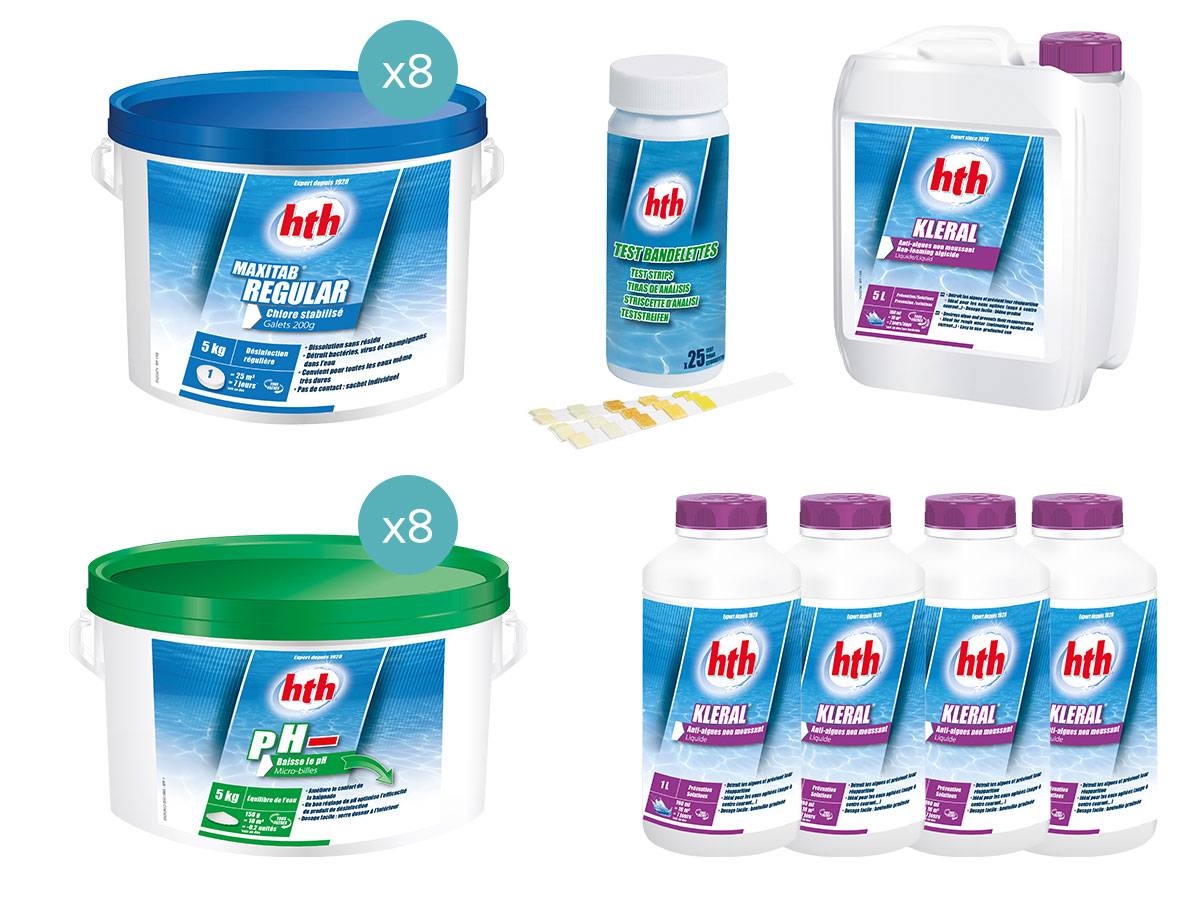 Hth - Kit de traitement complet au chlore (81-100 m³) - HTH