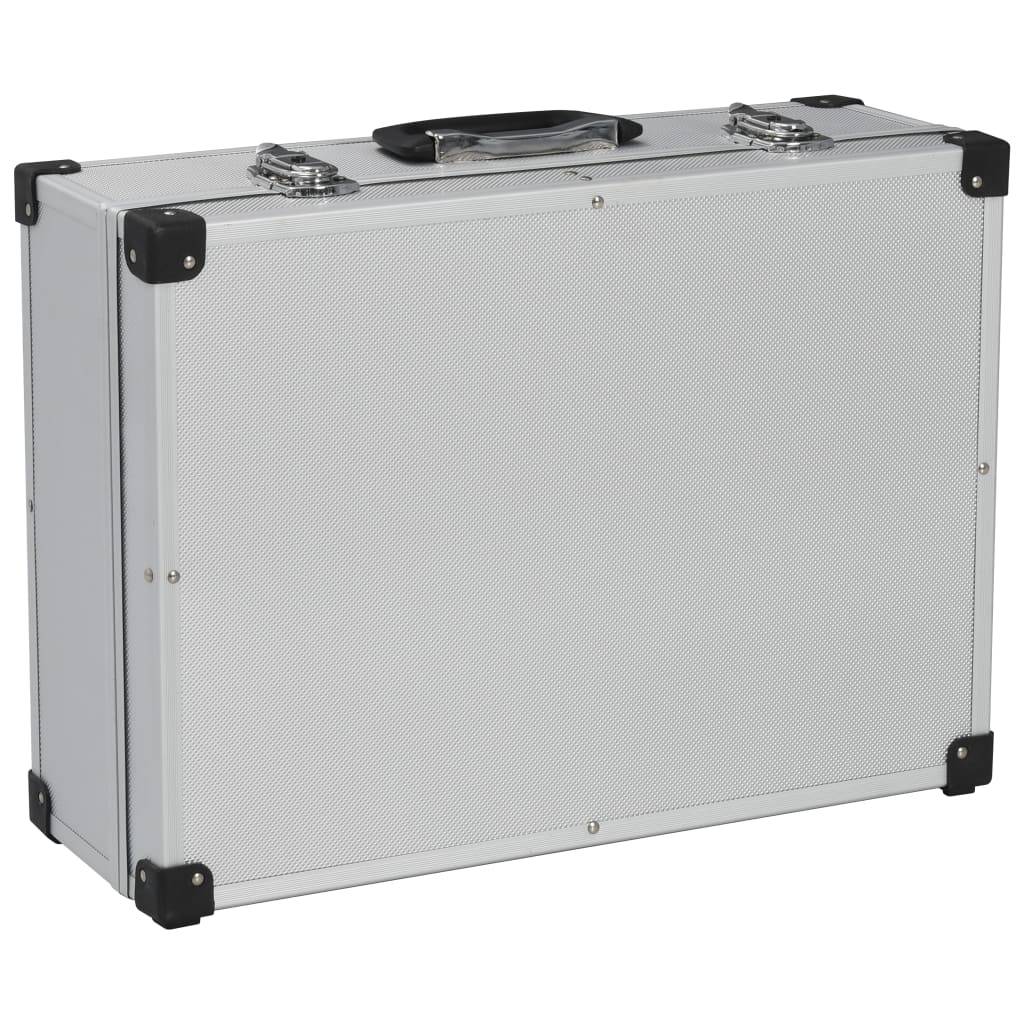 Helloshop26 - Valise à outils boîte à outils mallette à outils trolley à outils caisse à outils rangement stockage fichiers portable 46 cm argenté - Imagen 2