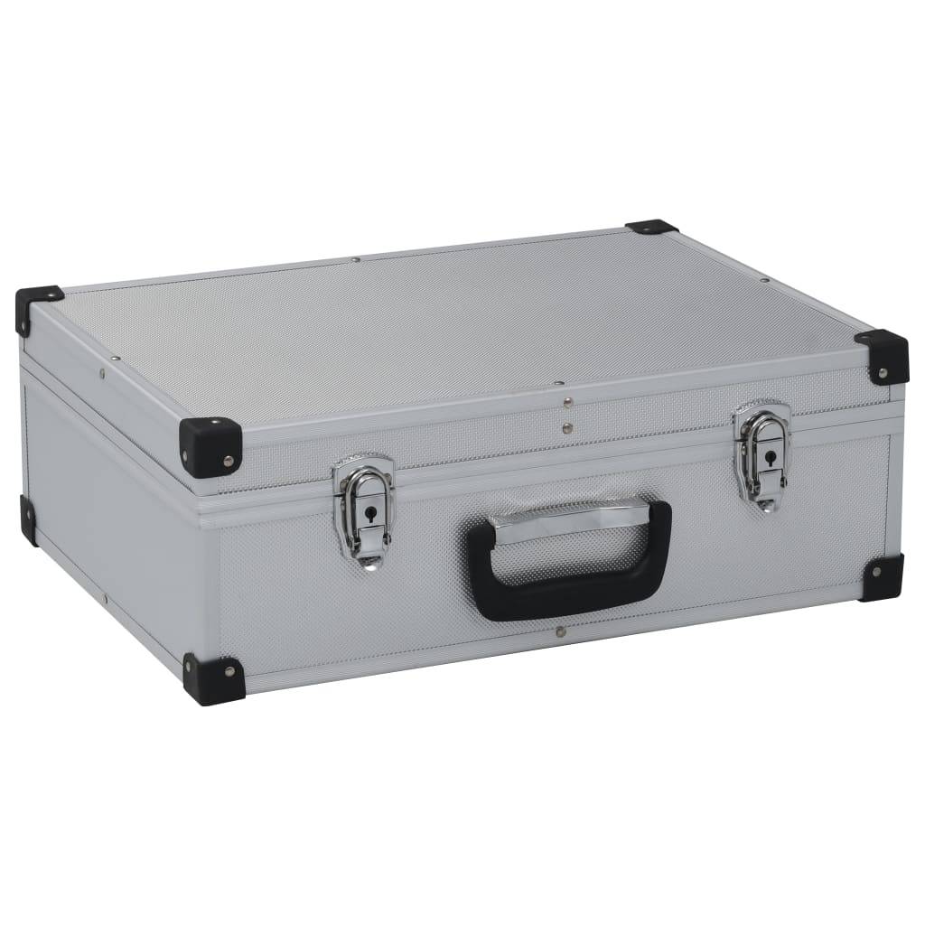 Helloshop26 - Valise à outils boîte à outils mallette à outils trolley à outils caisse à outils rangement stockage fichiers portable 46 cm argenté - Imagen 1