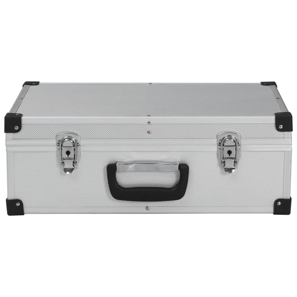 Helloshop26 - Valise à outils boîte à outils mallette à outils trolley à outils caisse à outils rangement stockage fichiers portable 46 cm argenté - Imagen 3