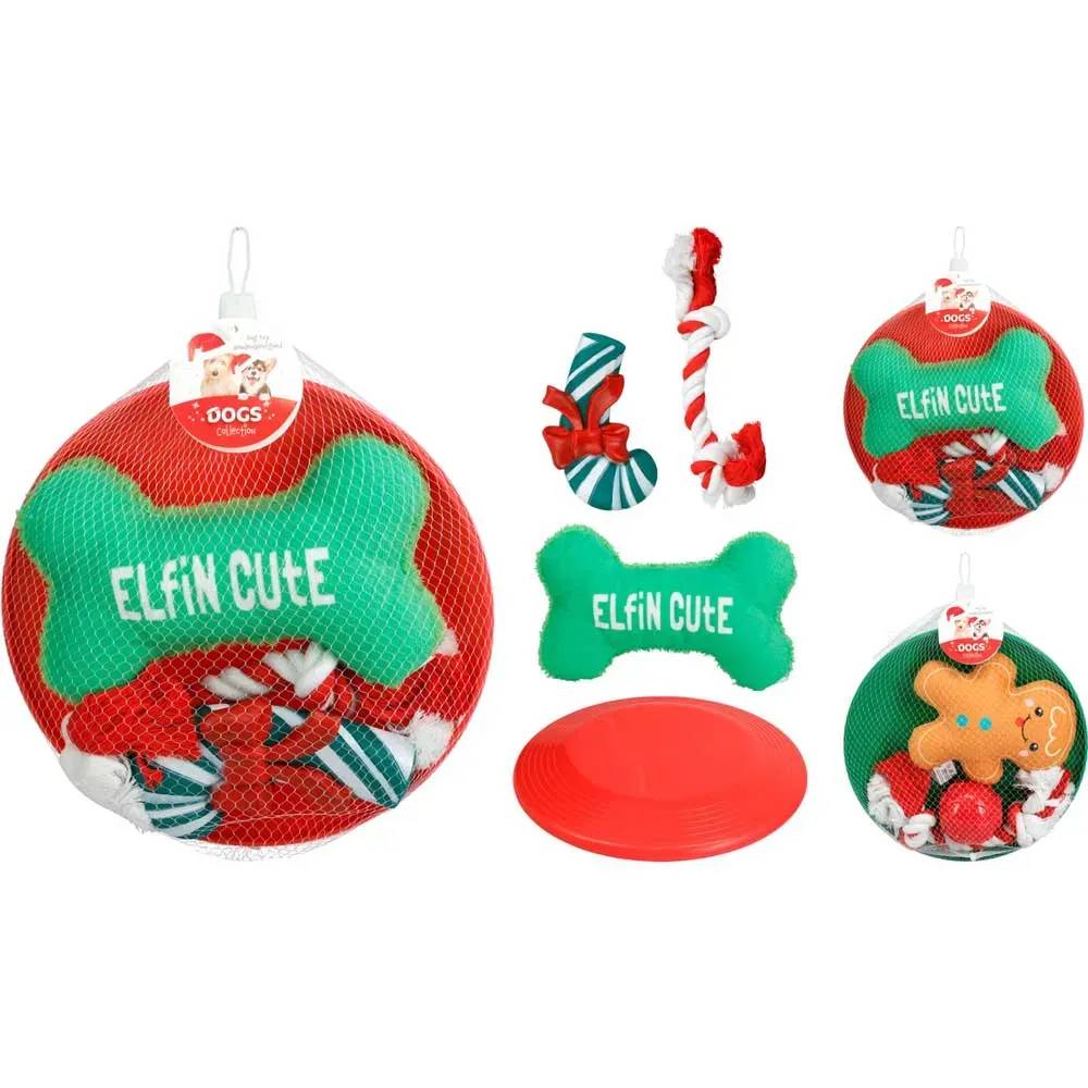 Autre - Lot 4 Jouets Noël Chien Peluche Pain d'Épice Corde Disque Vol - Image 2