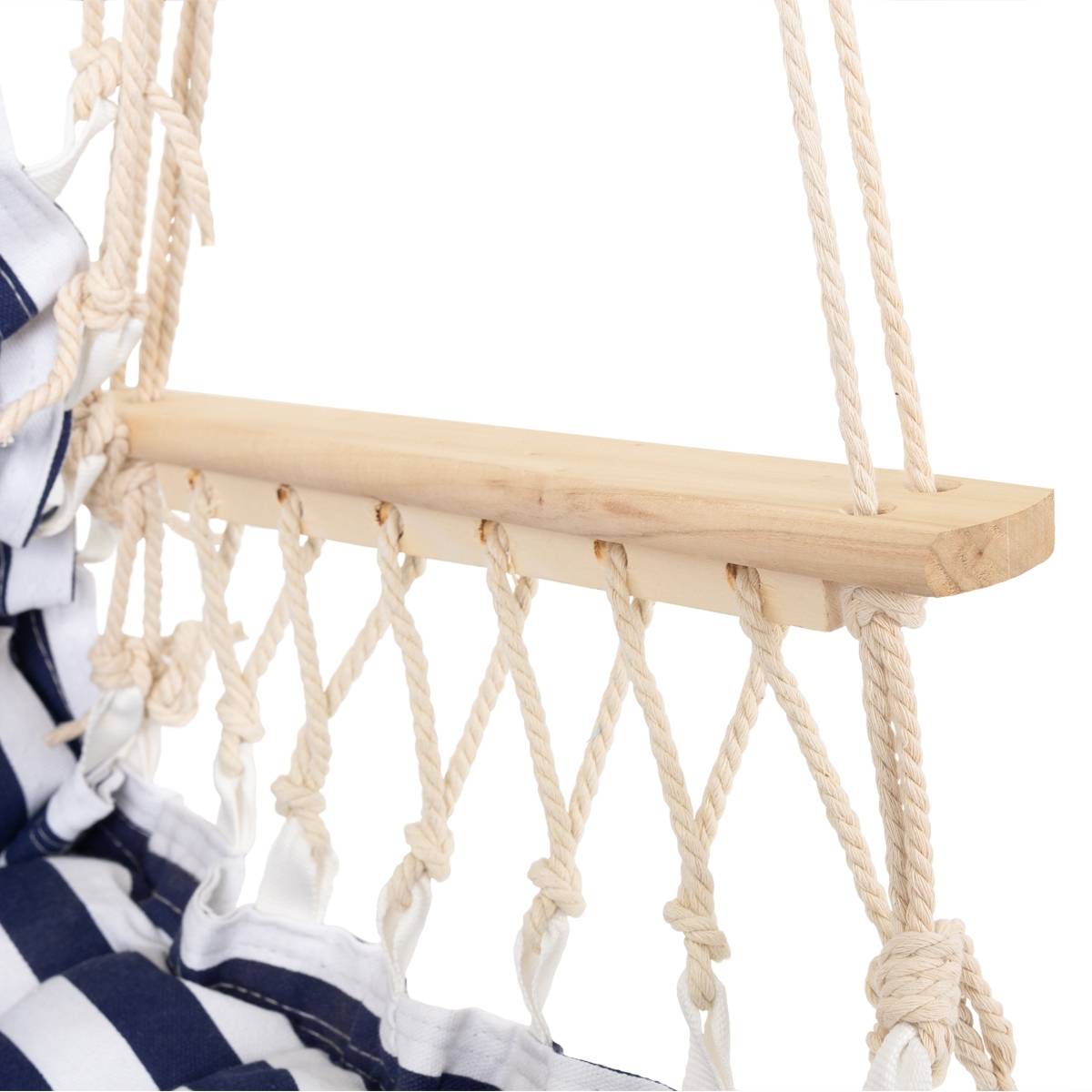 Ecd-Germany - Chaise suspendue siège fauteuil suspendu hamac bleu/blanc charge max. 120 kg - Imagen 4