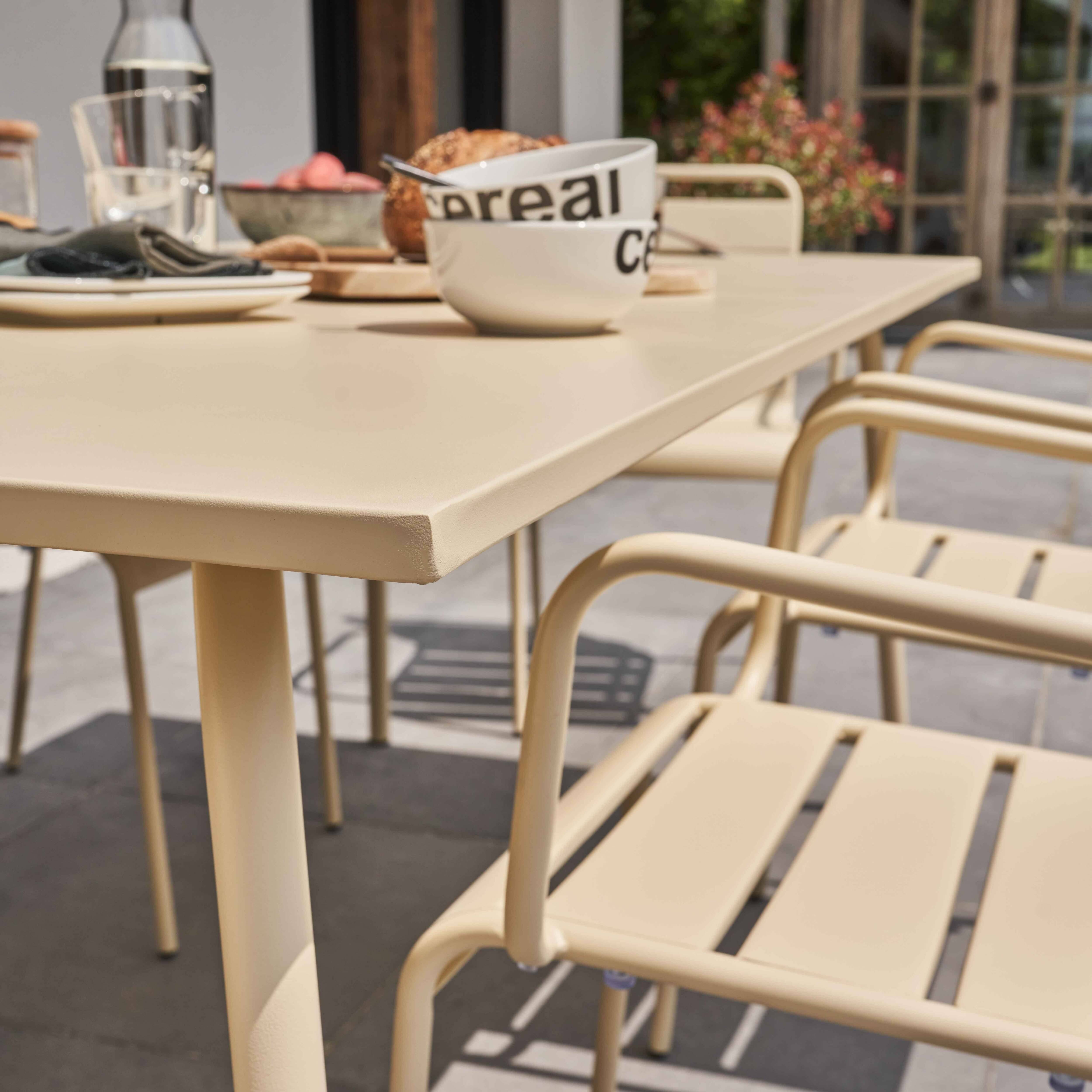 Oviala - Ensemble table de jardin et 8 fauteuils en métal ivoire Palavas - Oviala - Imagen 4