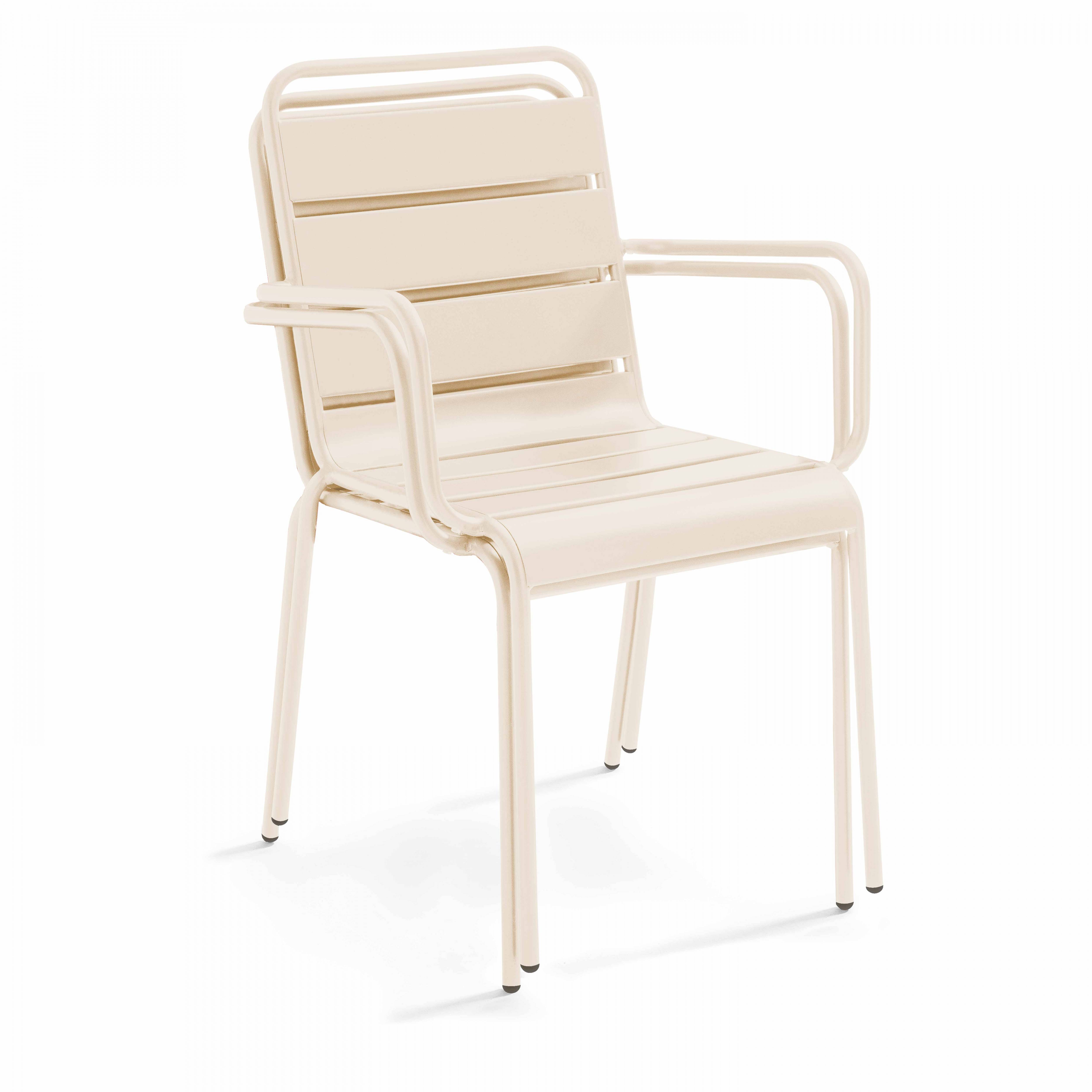 Oviala - Ensemble table de jardin et 8 fauteuils en métal ivoire Palavas - Oviala - Imagen 6