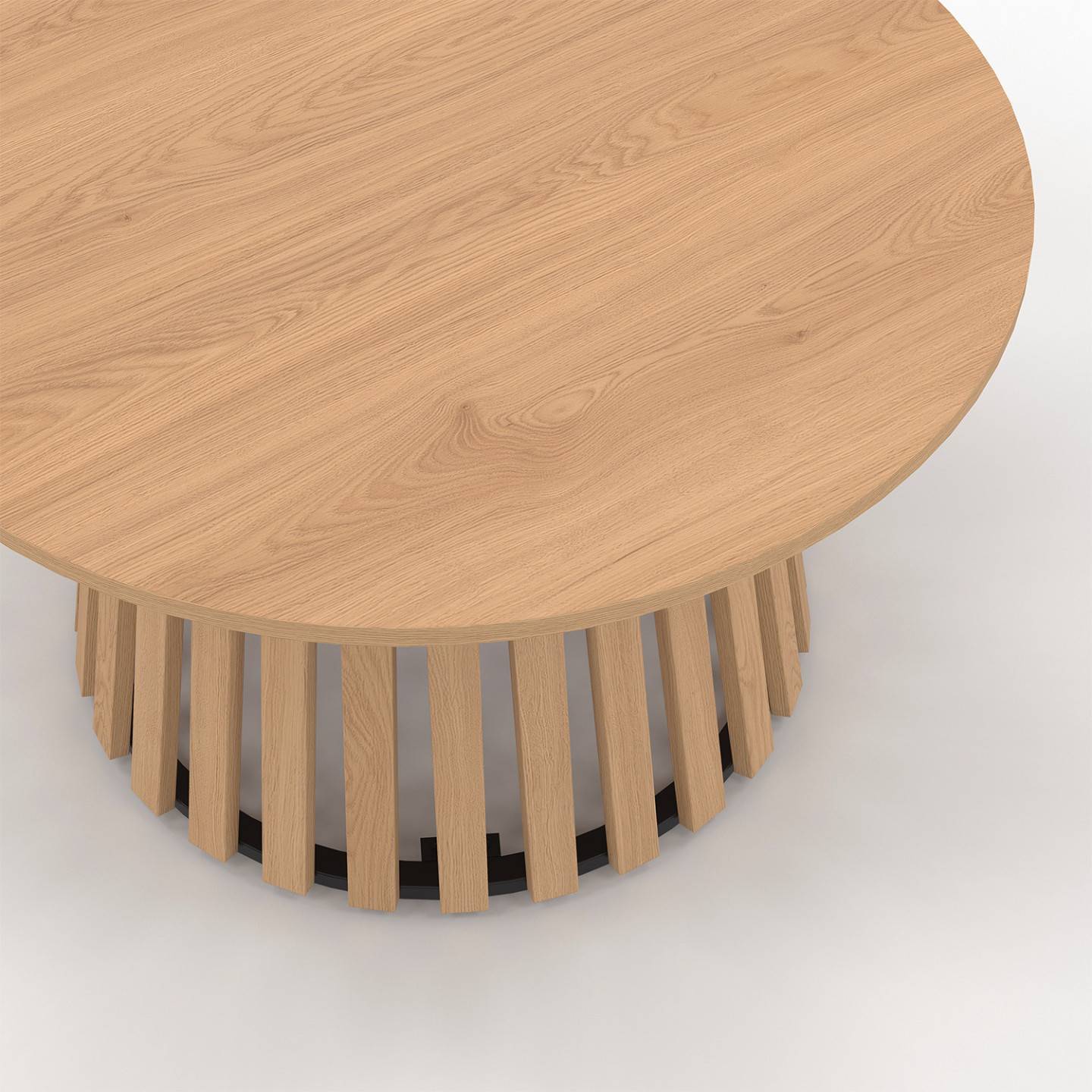 Table basse ronde CARMEN 70 cm pied bois en lattes et plateau bois - Image 5