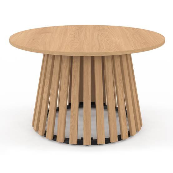 Table basse ronde CARMEN 70 cm pied bois en lattes et plateau bois - Image 3