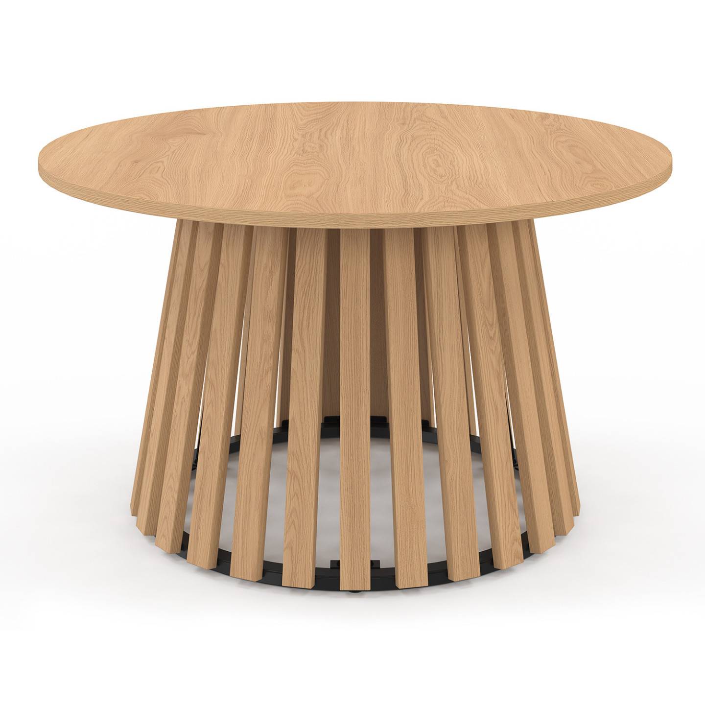 Table basse ronde CARMEN 70 cm pied bois en lattes et plateau bois - Image 3