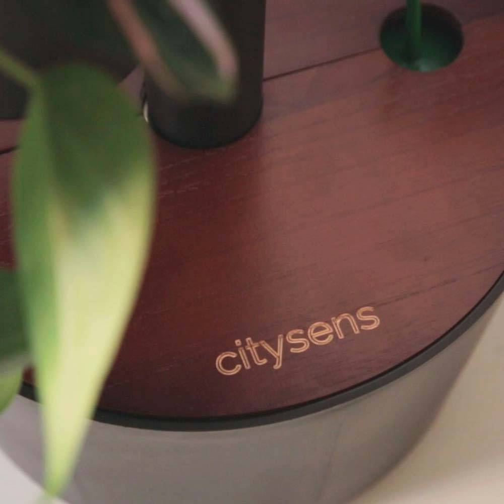 Jardinière verticale CitySens noire et bois teck avec 3 pots et arrosage automatique digital - Image 2