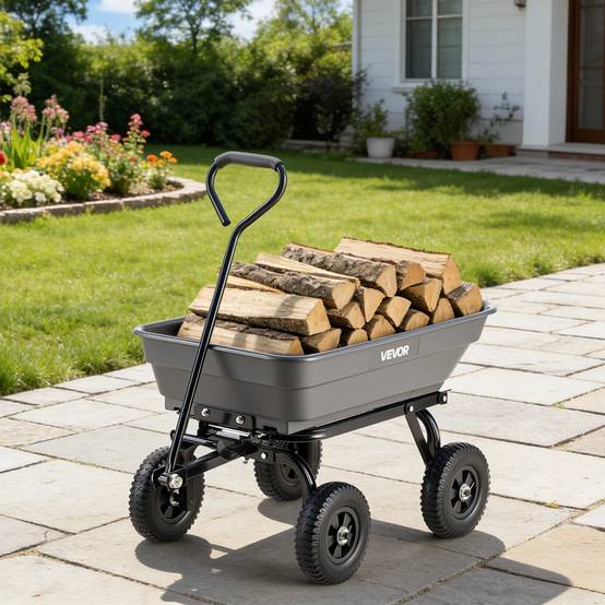 VEVOR Chariot de Jardin Basculant Chariot Benne PP Max. 181 kg Basculement à 90° - Image 8