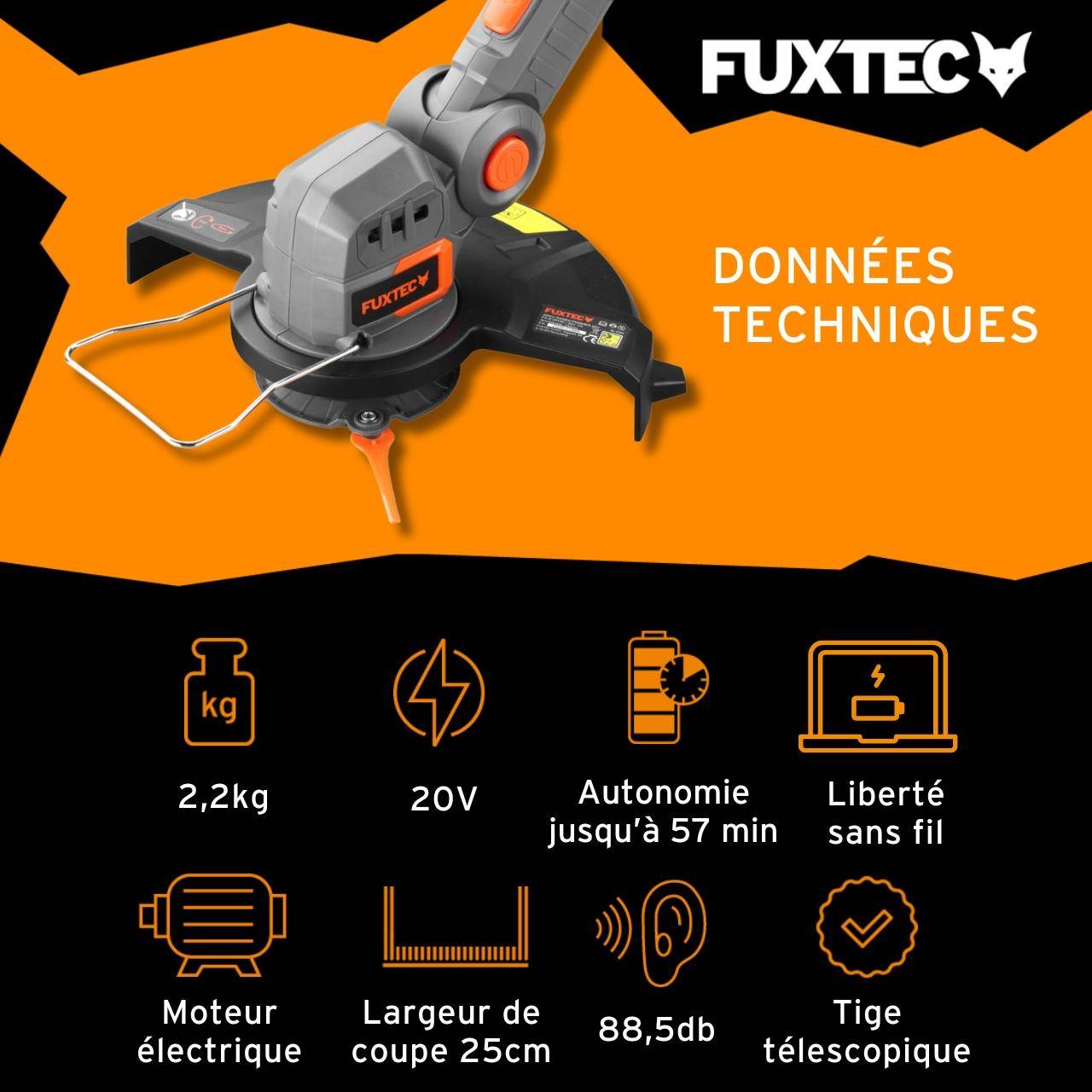 FUXTEC - Coupe bordure batterie - FUXTEC FX-E1RT20 - 20V - Sans batterie ni chargeur - Image 3