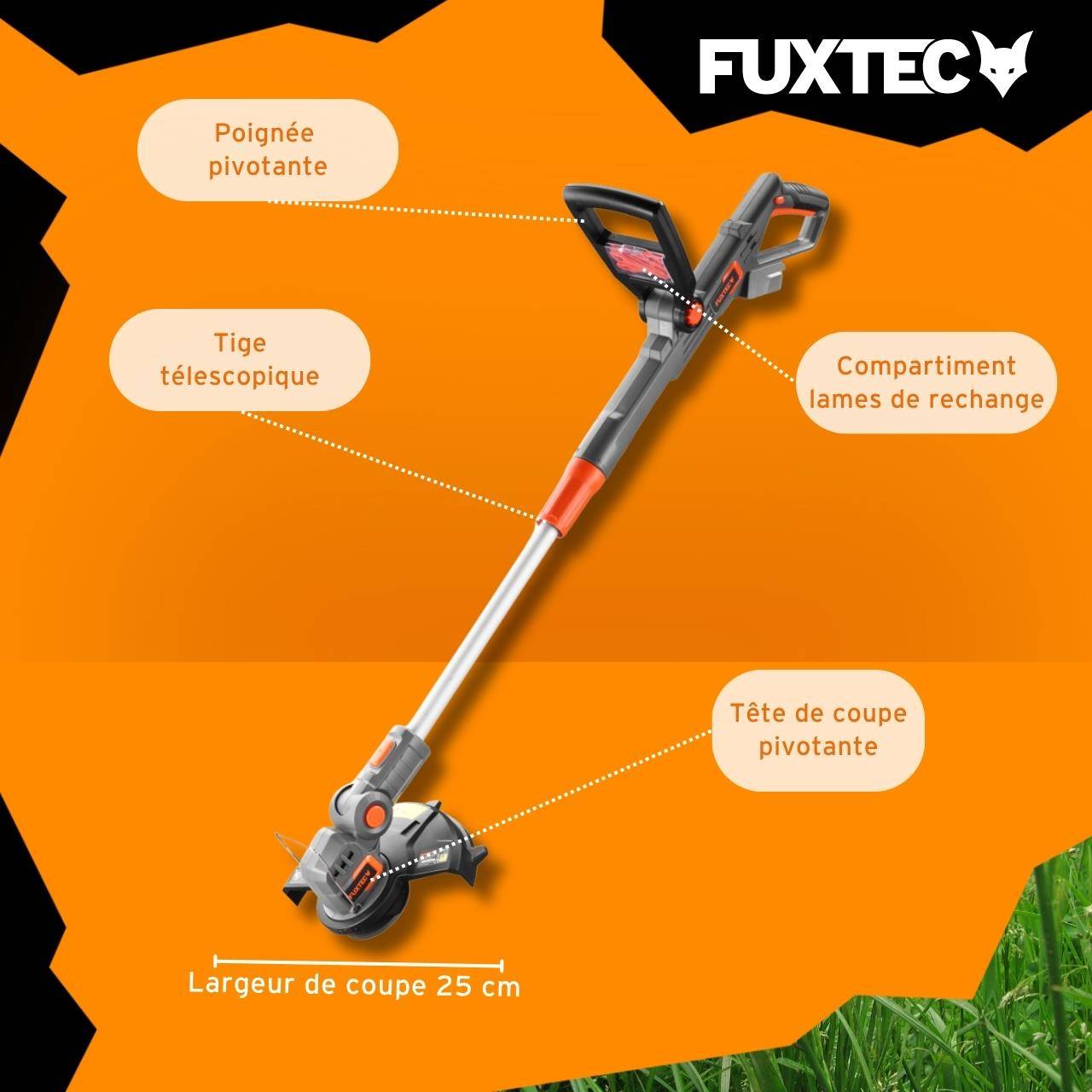 FUXTEC - Coupe bordure batterie - FUXTEC FX-E1RT20 - 20V - Sans batterie ni chargeur - Image 6